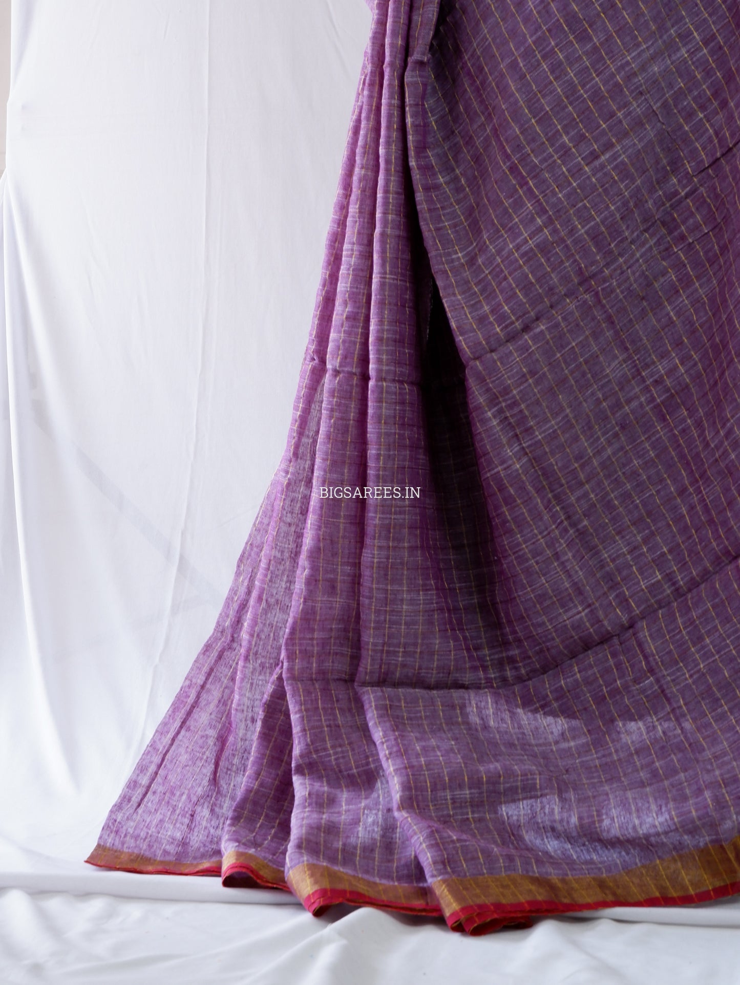 Cotton Linen Handloom Saree | Handloom Marked | Lavendar