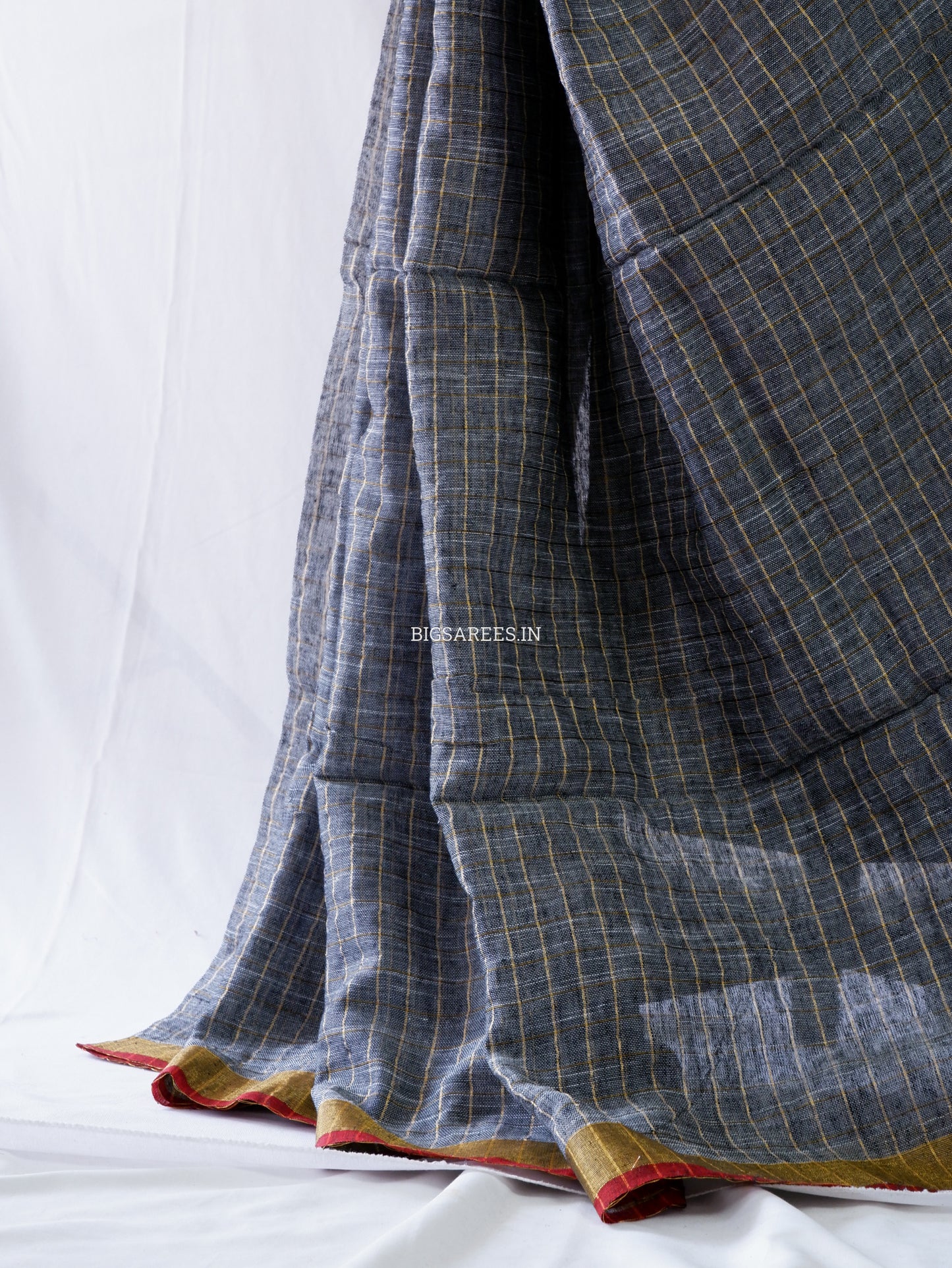 Cotton Linen Handloom Saree | Handloom Marked | Gray