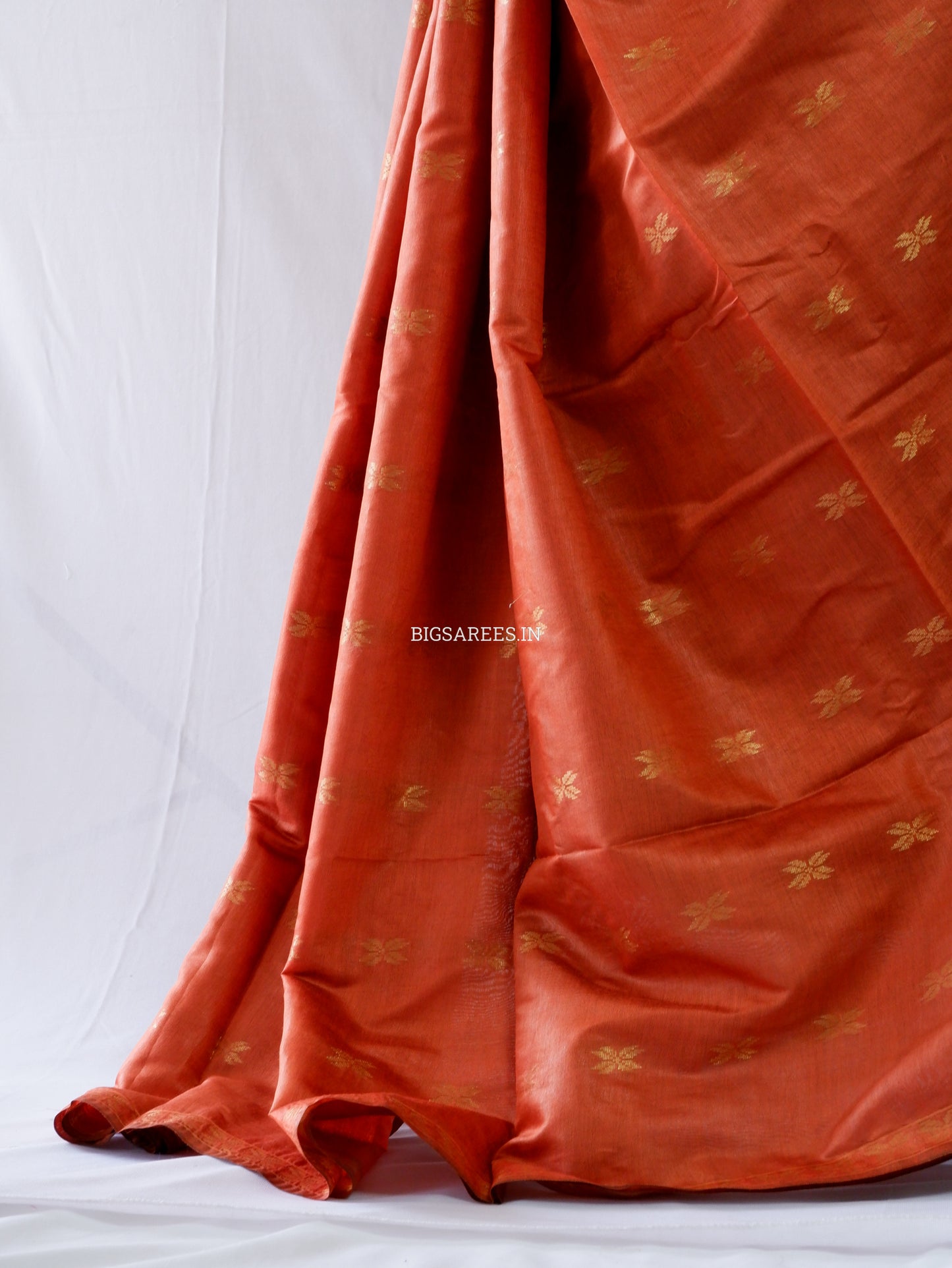 Beautifully Crafted Semi Silk Saree | Orange