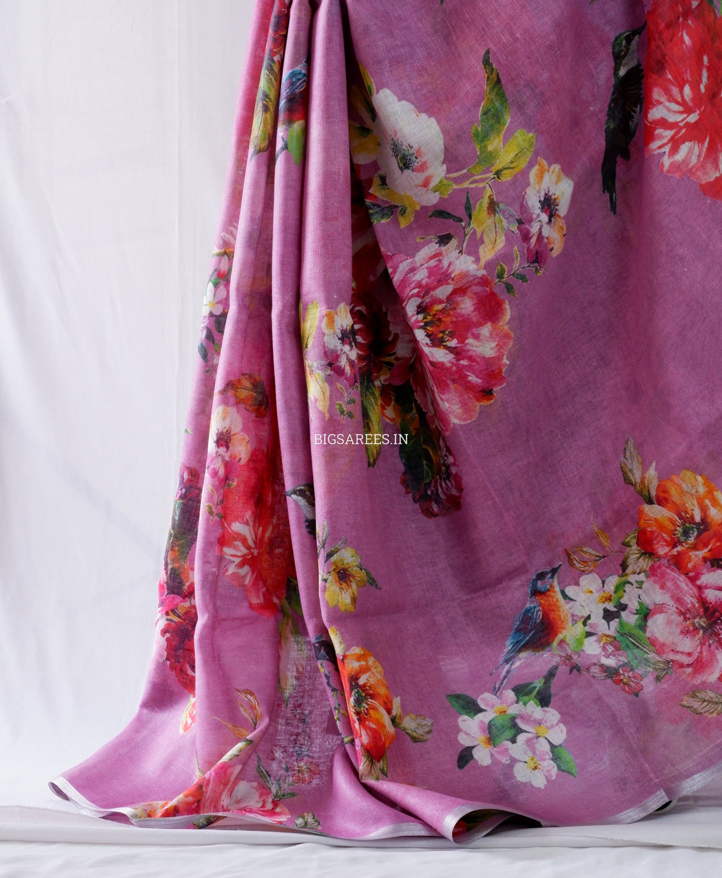 Digital Print Saree | Linen by Linen | Muted Purple