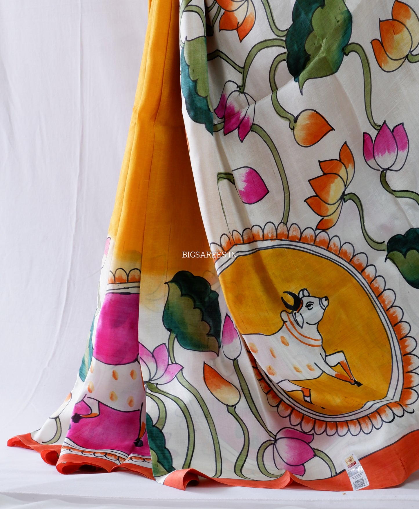 Hand-Painted Bishnupuri Silk Saree | Pure Silk | Silk Mark Certified