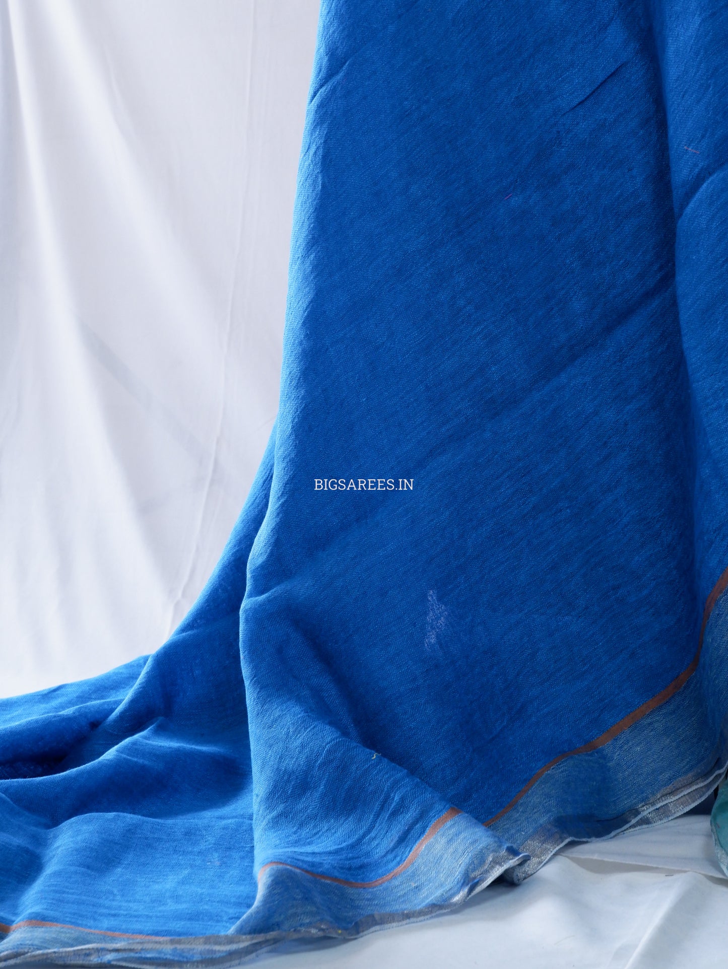 Pure Jayshree Linen Saree | Plain | Blue