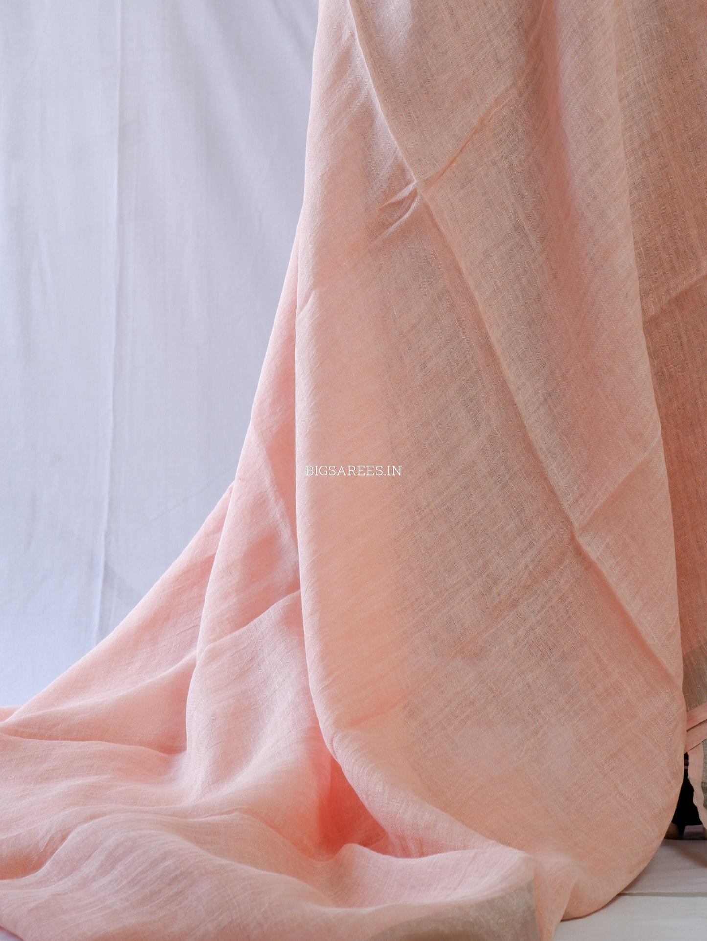 Pure Jayshree Linen Saree | Plain | Peach Pink