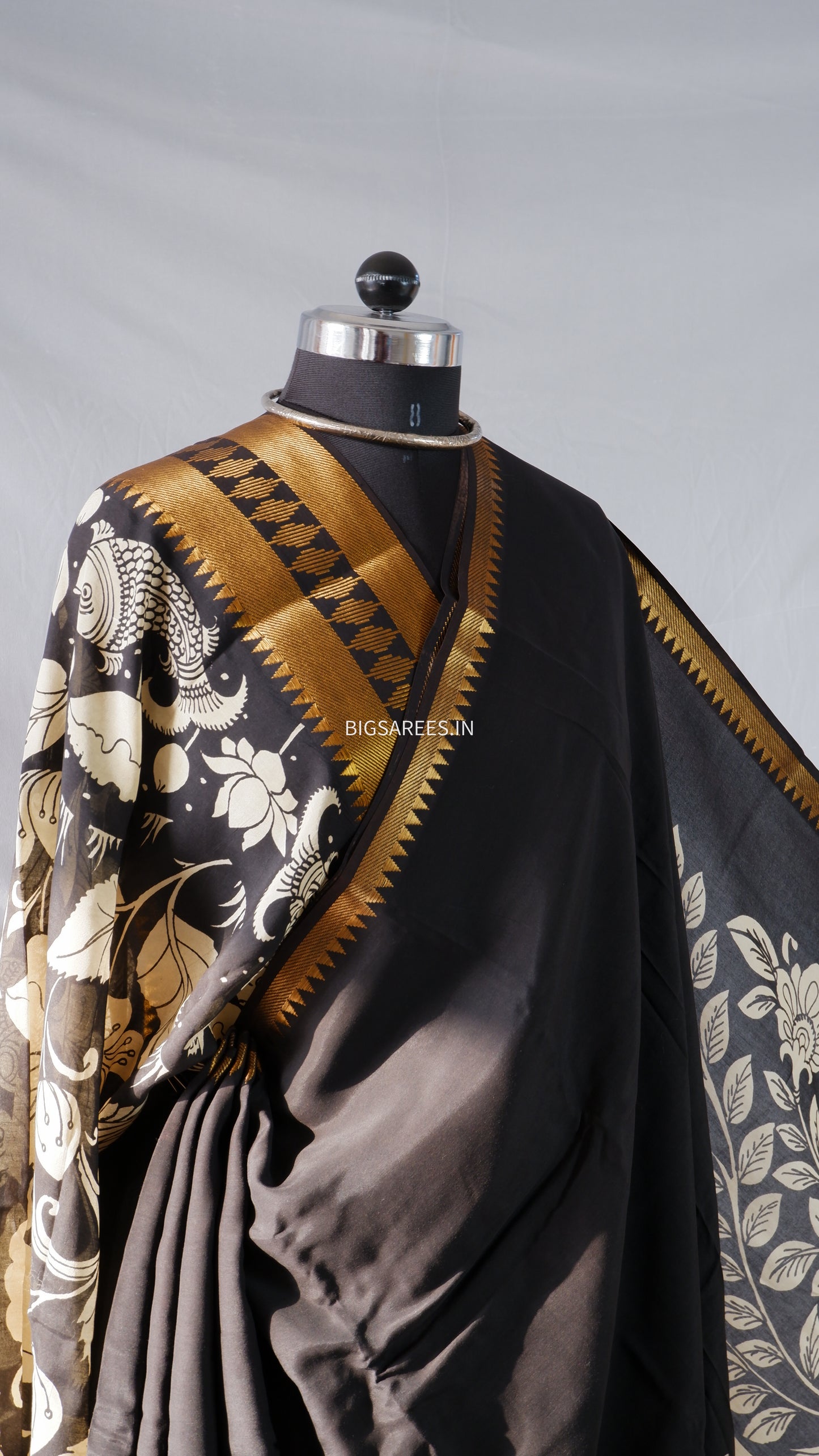 Hand-Painted Kalamkari Saree in Pure Bangalore Silk