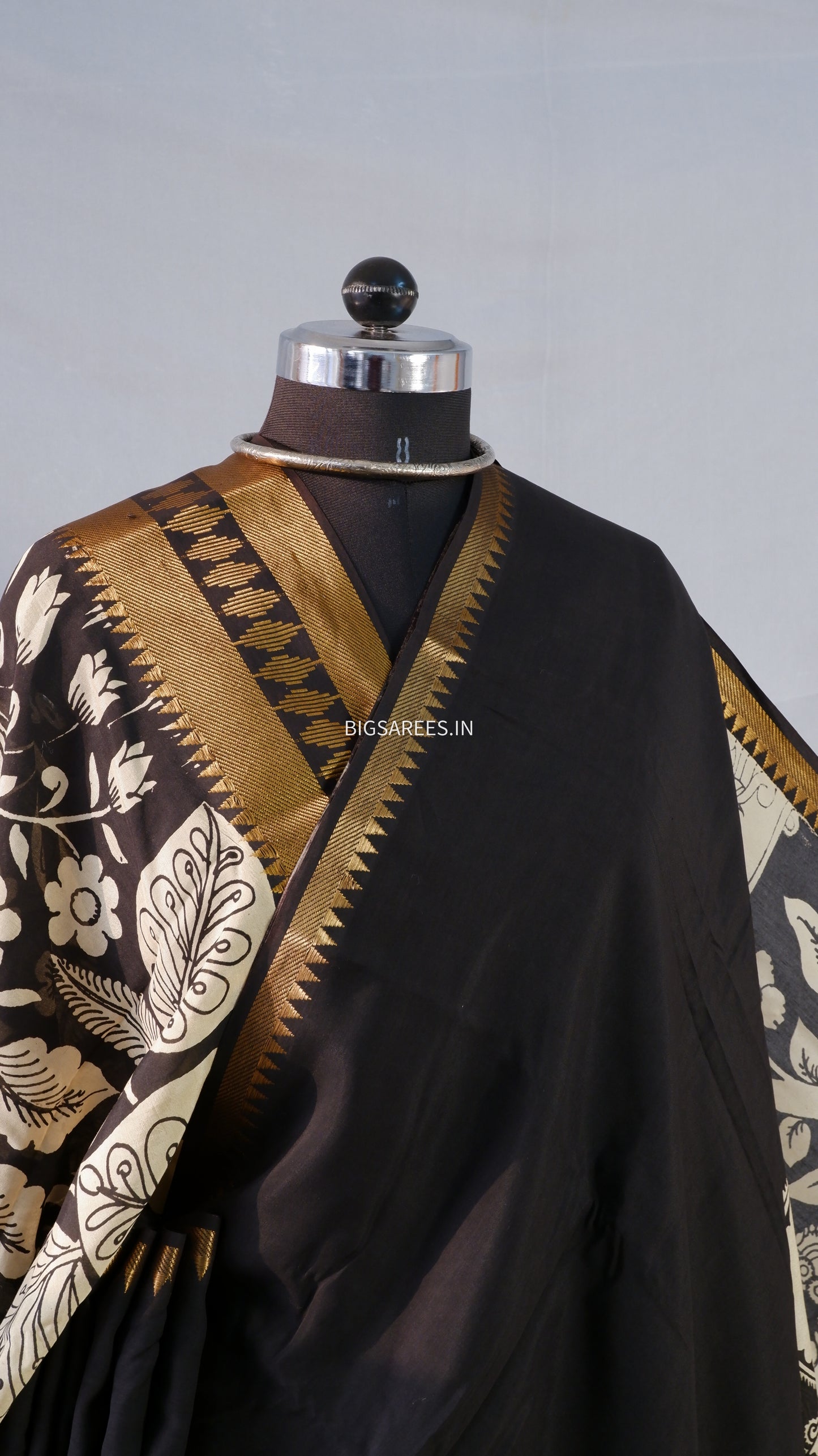 Hand-Painted Kalamkari Saree in Pure Bangalore Silk
