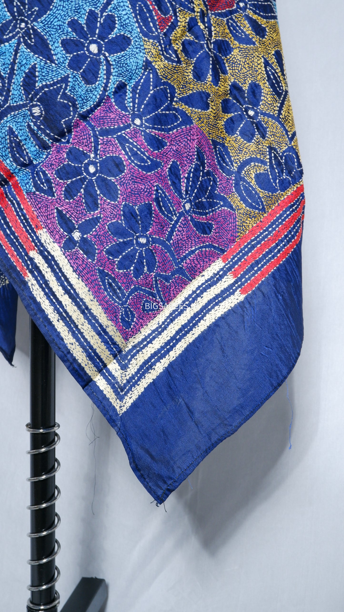 Kantha Art Silk Stole | Navy Blue | 22" |
