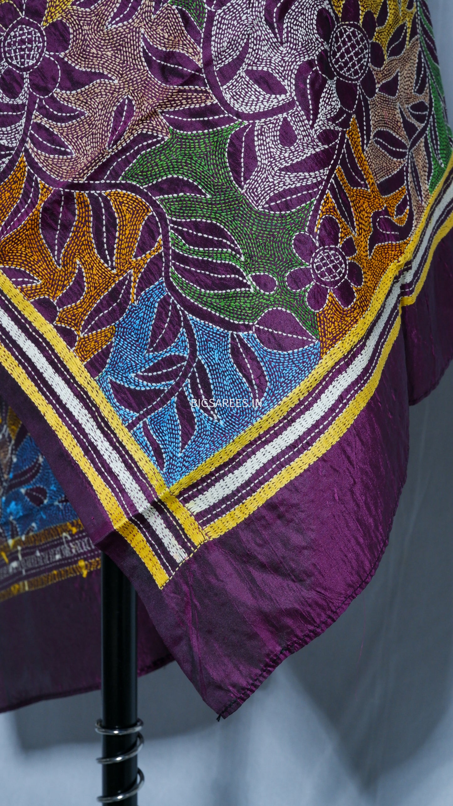 Kantha Art Silk Stole | Purple | 22" |