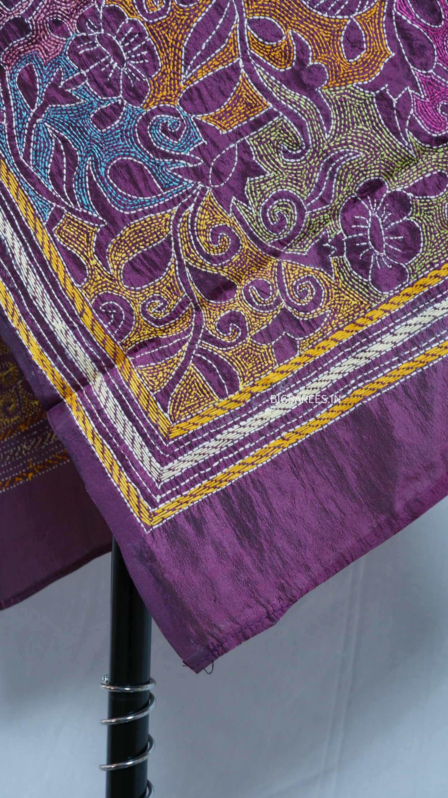 Kantha Art Silk Stole | Dark Purple| 22" |
