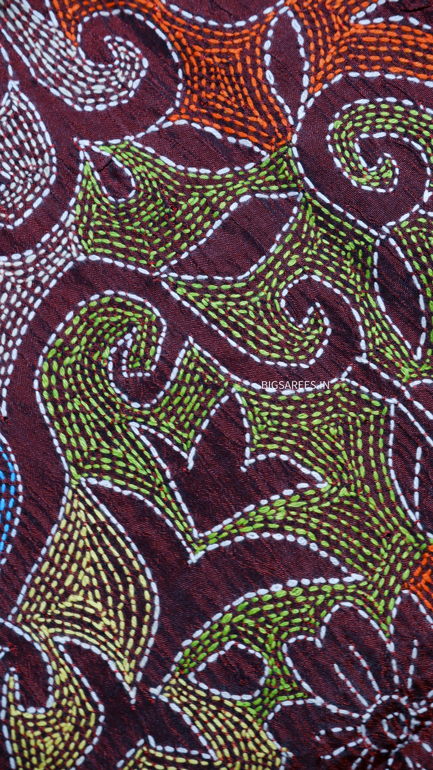 Kantha Art Silk Stole | Maroon | 22" |