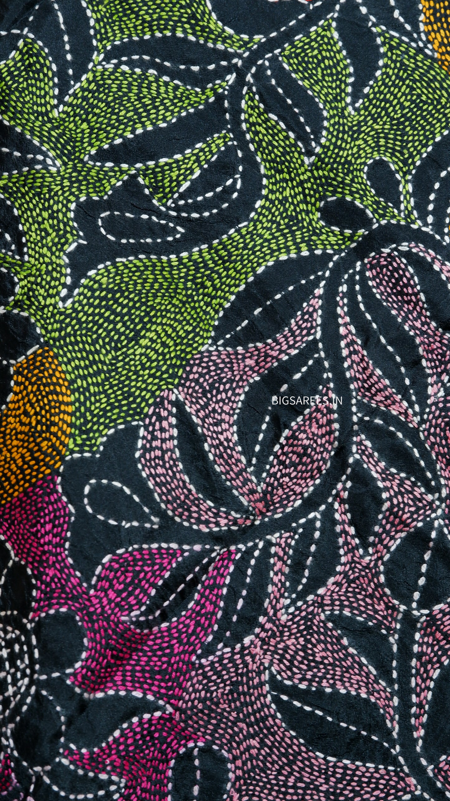 Kantha Art Silk Stole | Black | 22" |