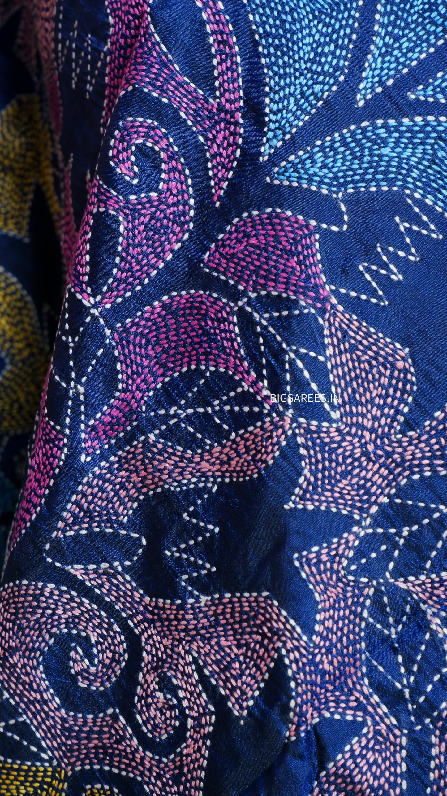 Kantha Art Silk Stole | Royal Blue | 22" |