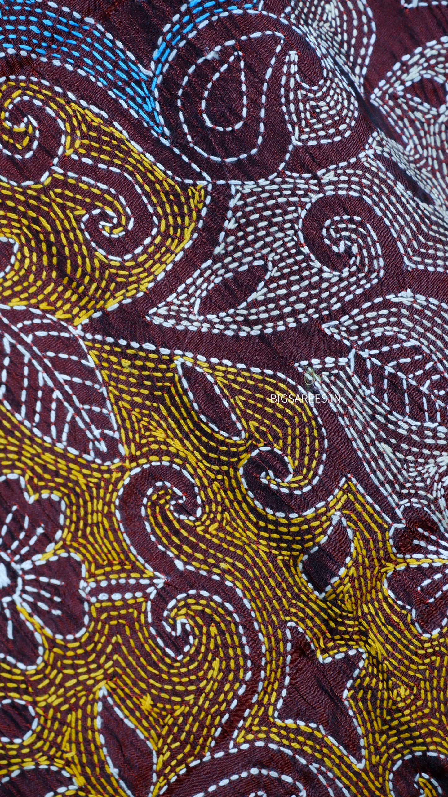 Kantha Art Silk Stole | Maroon | 22" |