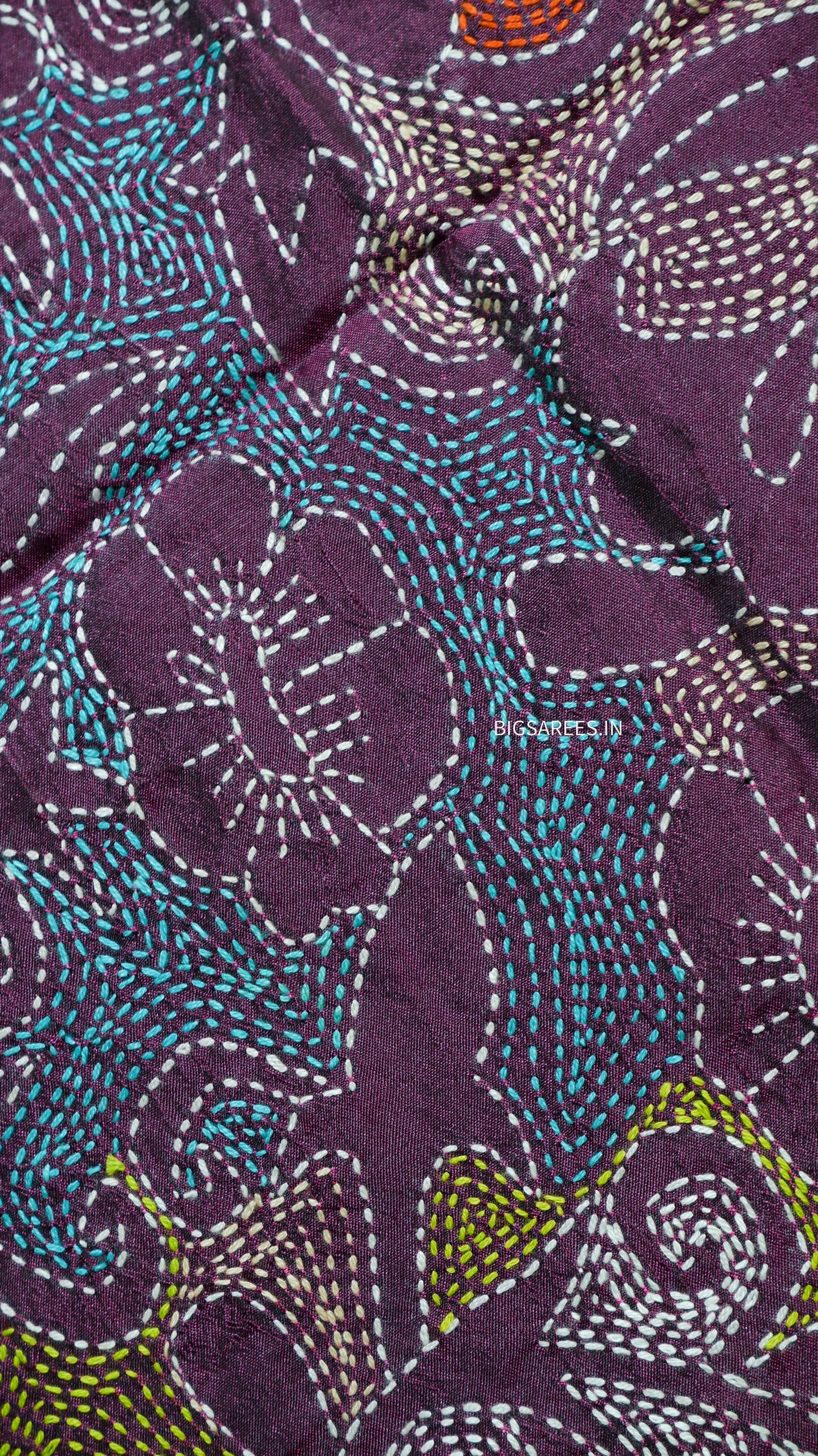 Kantha Art Silk Stole | Muted Purple | 22" |