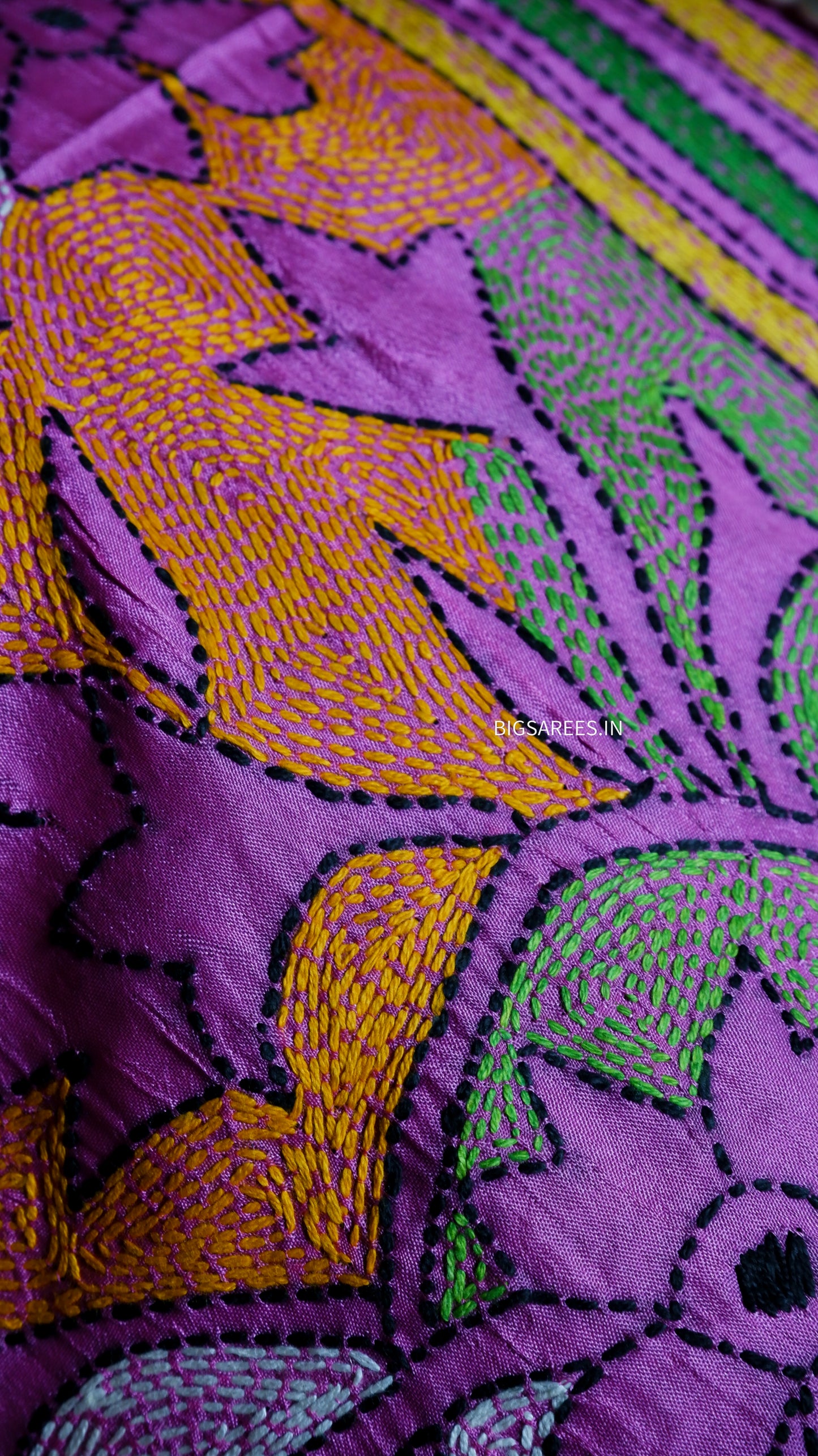 Kantha Art Silk Stole | Pink | 22" |