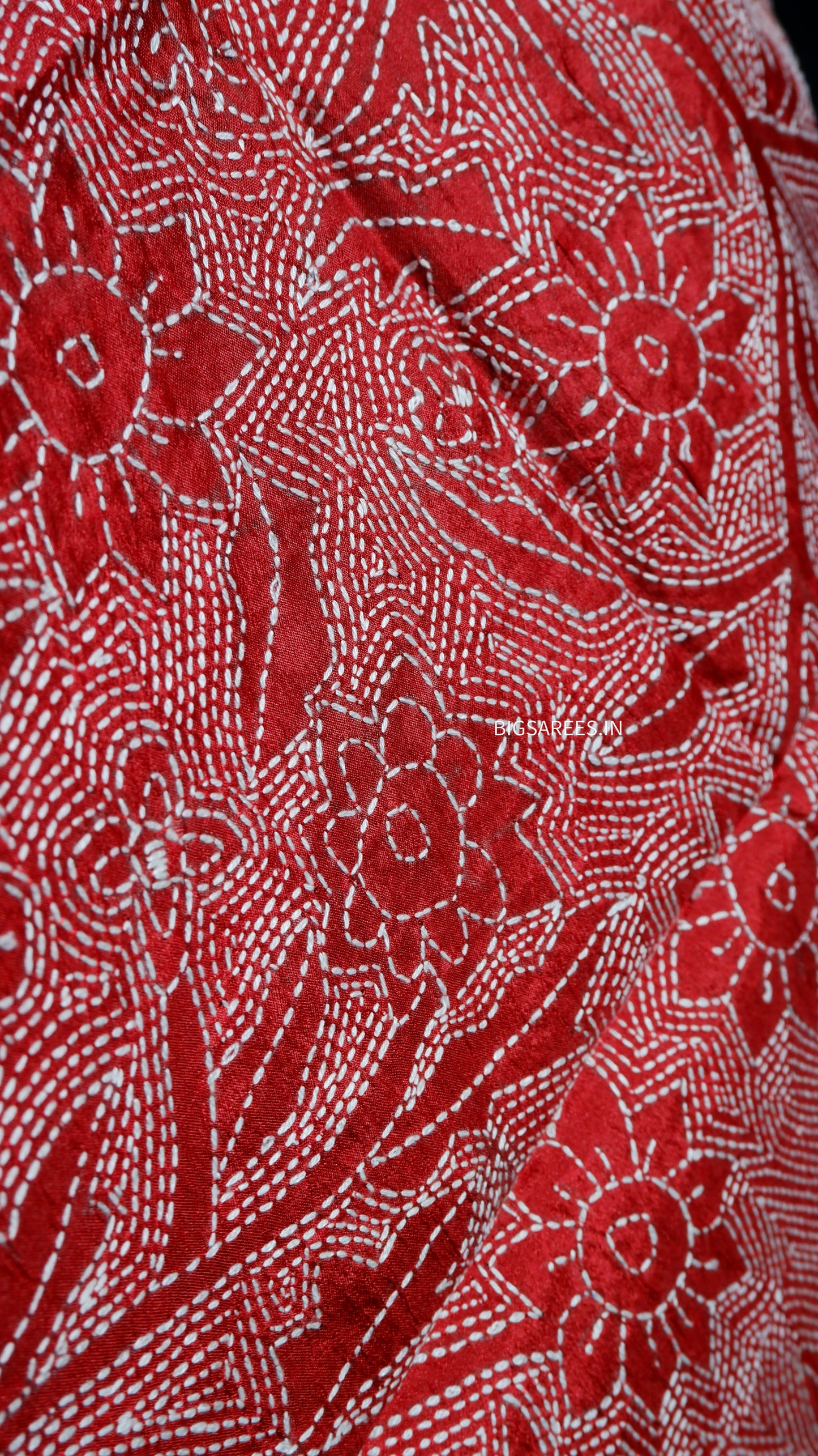 Kantha Art Silk Stole | Red | 22" |