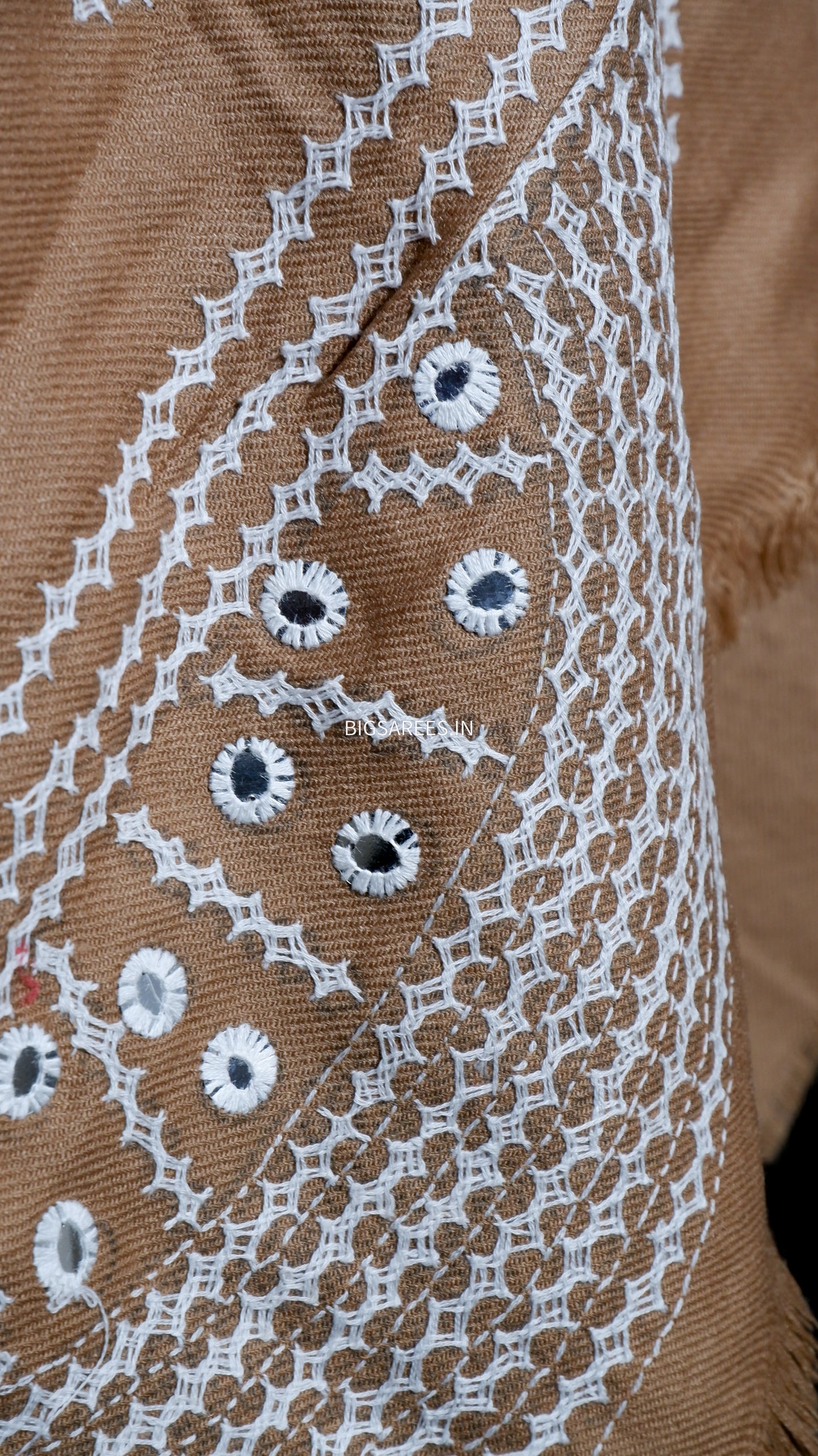 Gujrati Stitch Hand Embroidered Woollen Warm Shawl