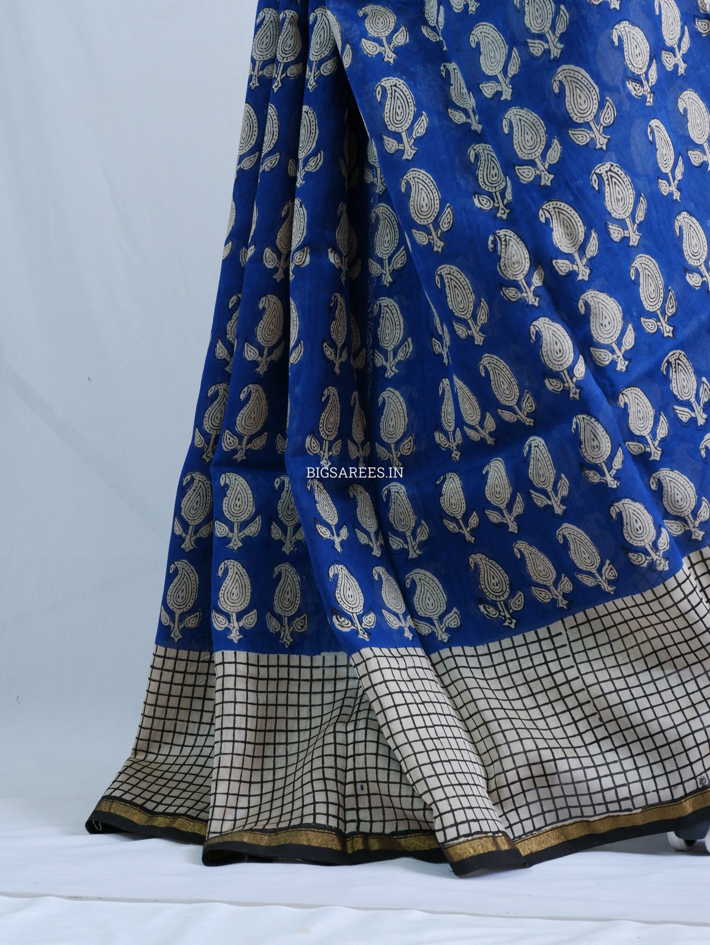 Hand Block Print Saree | Chanderi Silk | Indigo Blue