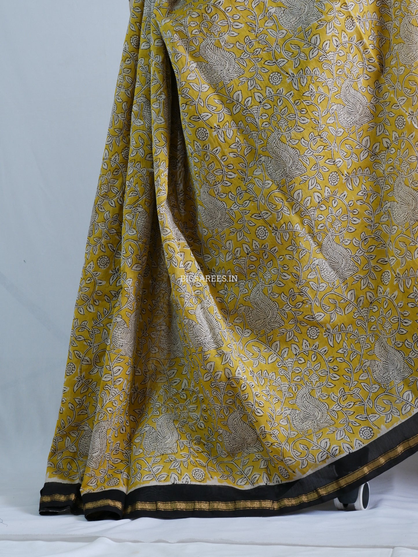 Hand Block Print Saree | Chanderi Silk | Yellow