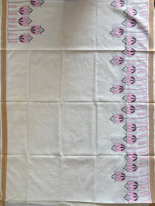 Kantha Stitch Hand Embroidered South Cotton Saree