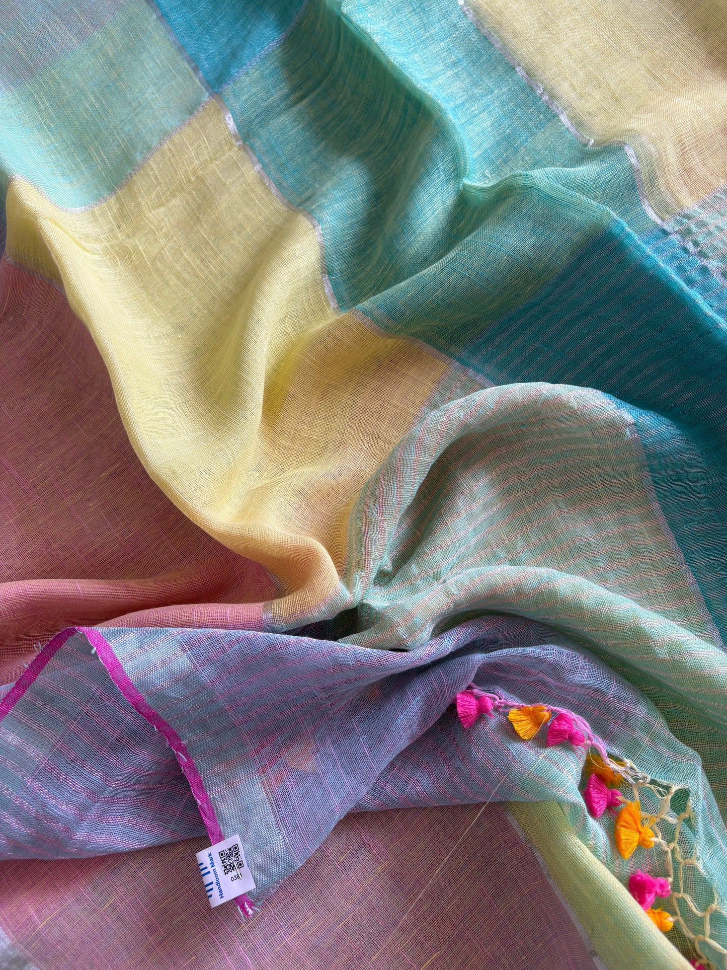Pure Linen By Linen handloom Saree (handloom marked)