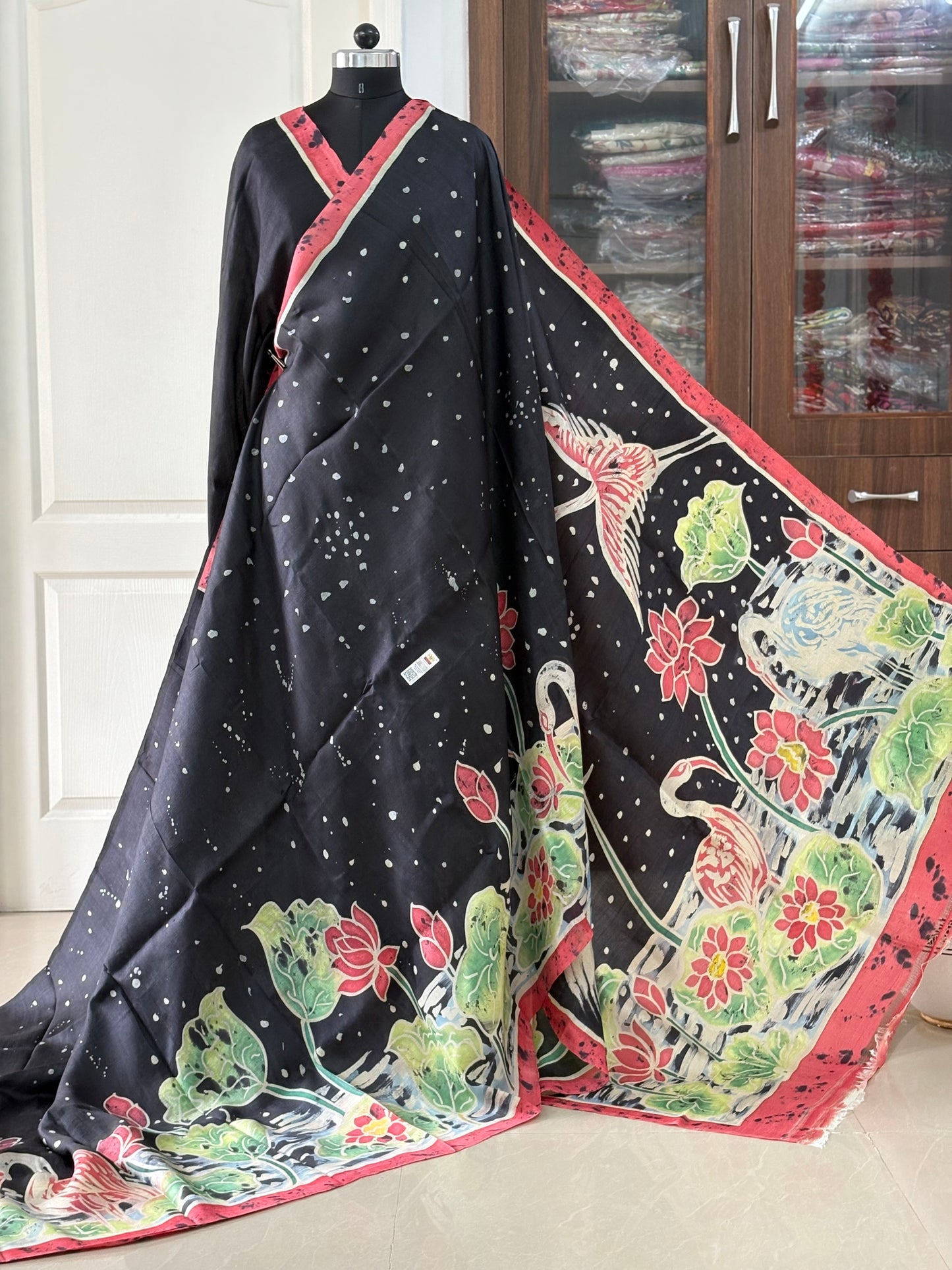 Exclusive Hand painted Pure Bishnupuri Silk Saree (Silk Marked)