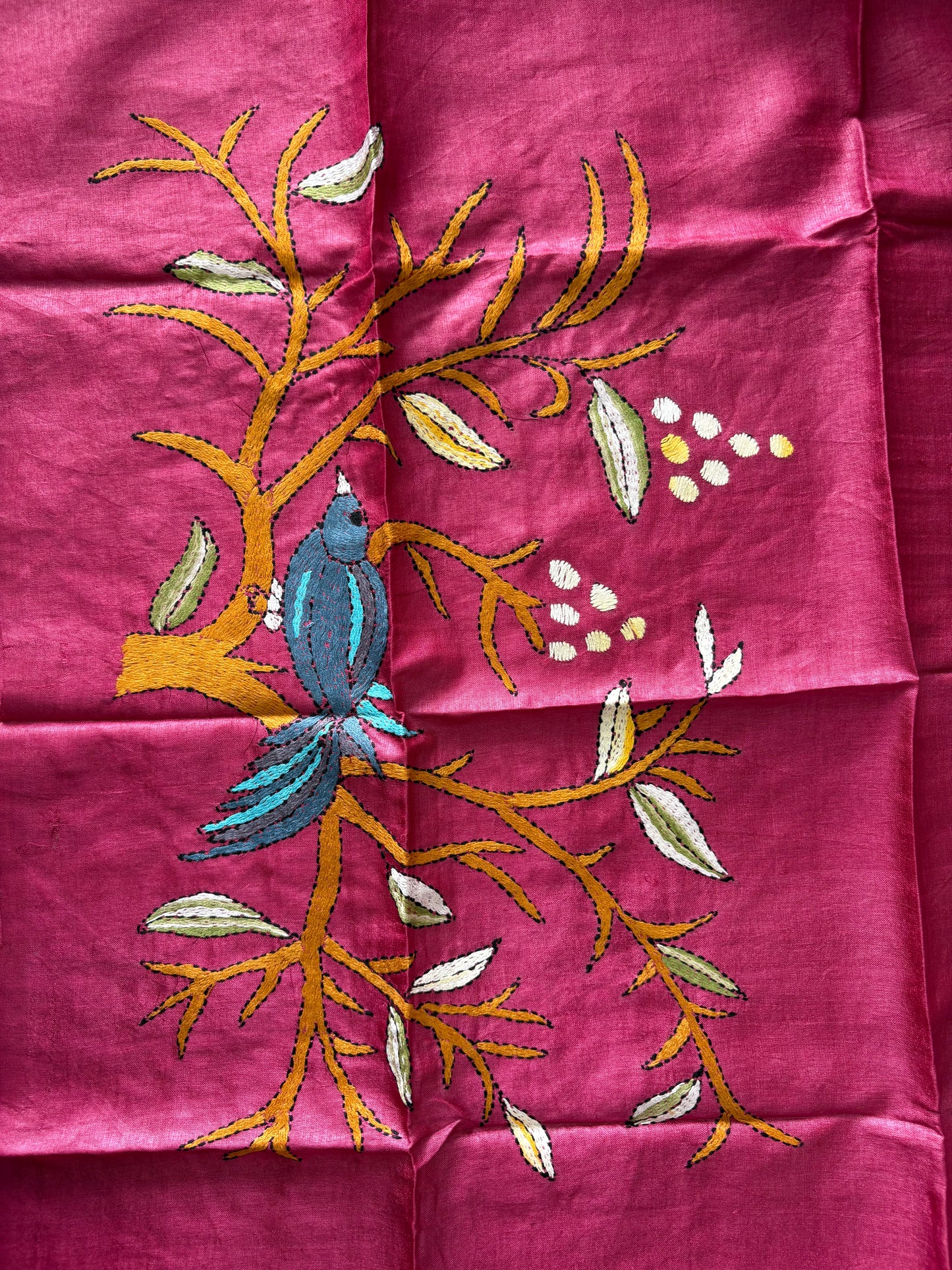 Kantha Stitch Pure Silk Blouse Piece