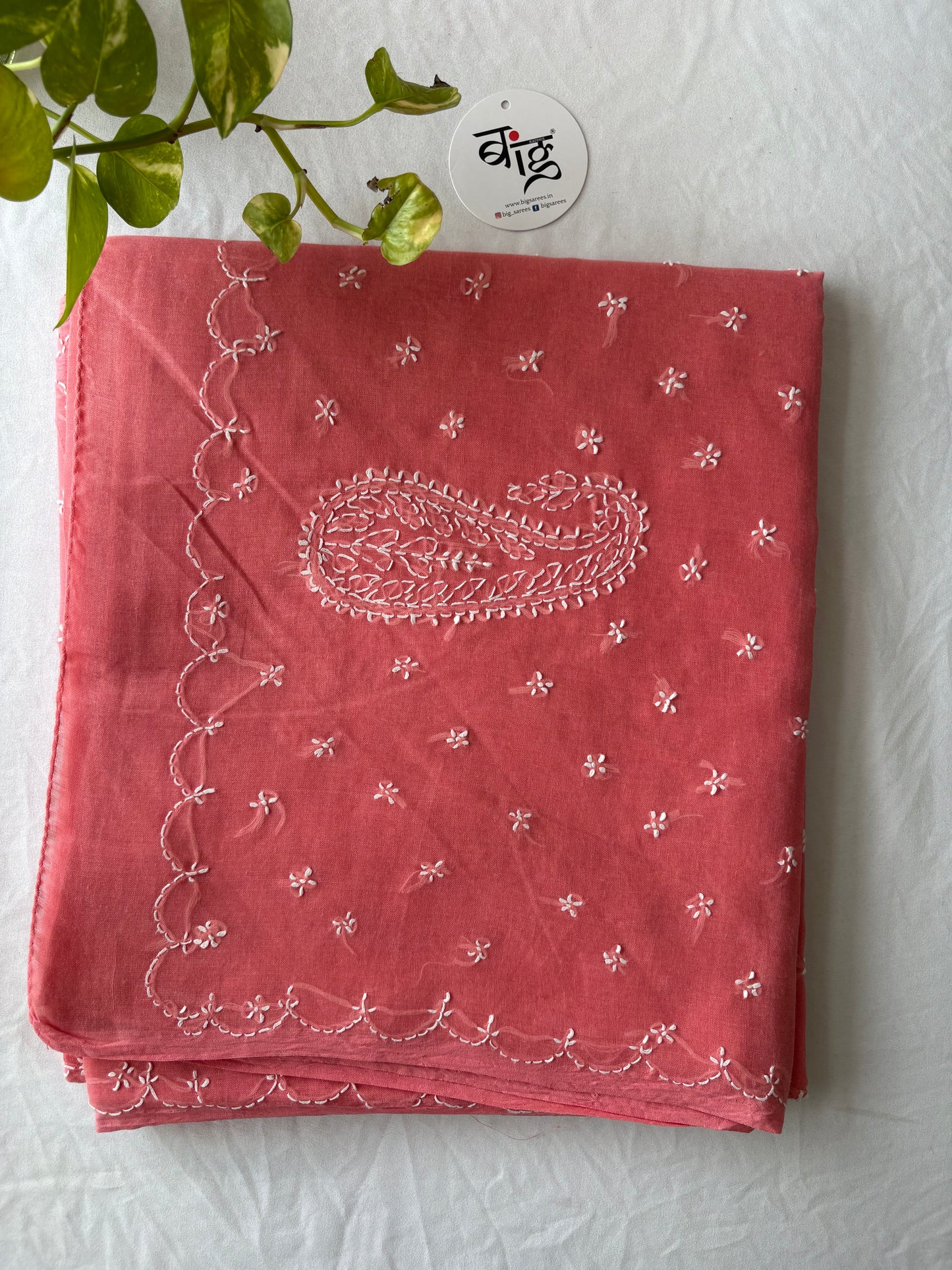 Chikankari Hand-Embroidered Saree | Cotton