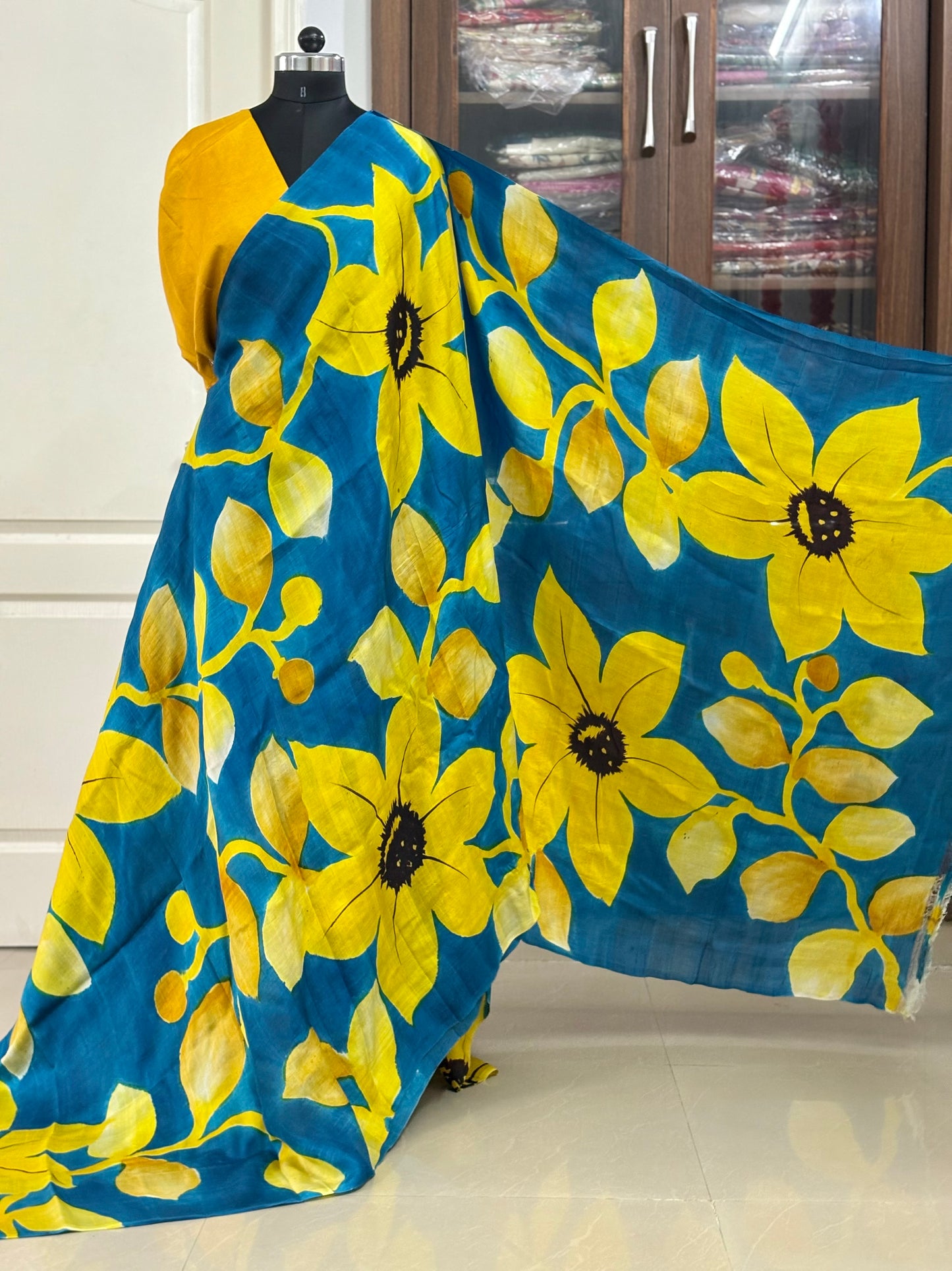 Exclusive Hand painted Pure Bishnupuri Silk Saree (Silk Marked)