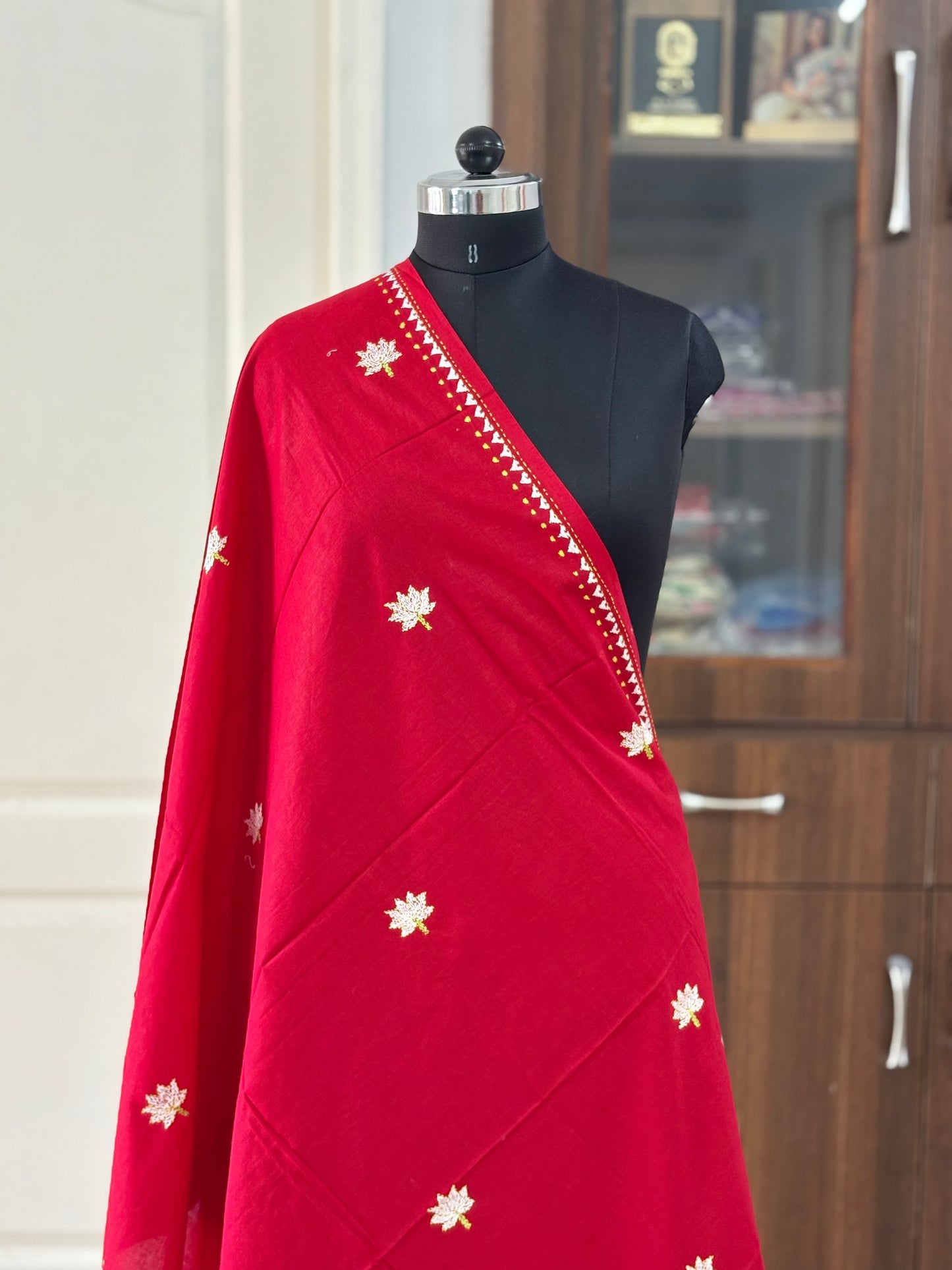 Kantha Hand Embroidary Full Work Pure Cotton Dupatta - “36”