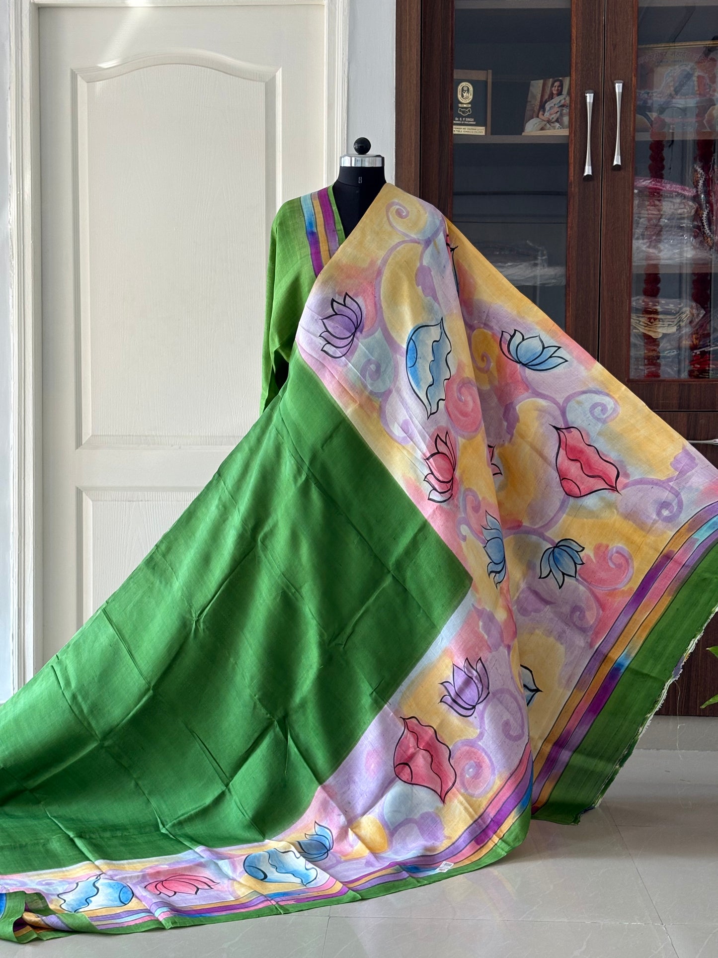 Exclusive Hand painted Pure Bishnupuri Silk Saree (Silk Marked)