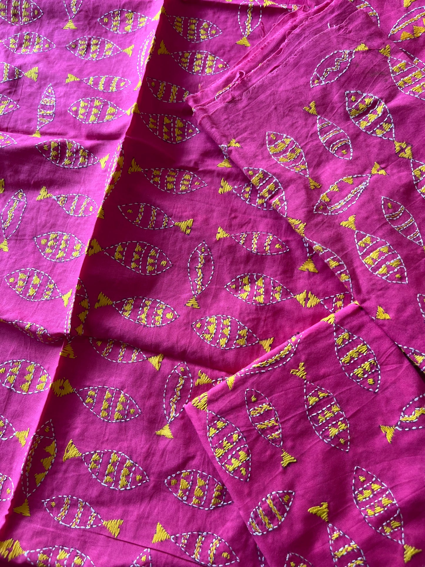 Kantha Stitch Full Embroidered Pure Cotton Blouse Piece Black