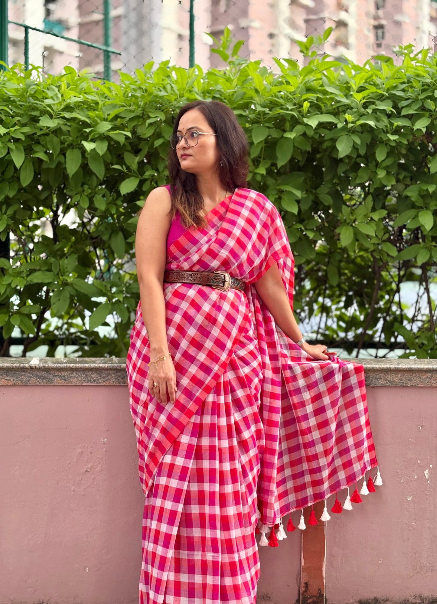 Mul Cotton check Saree