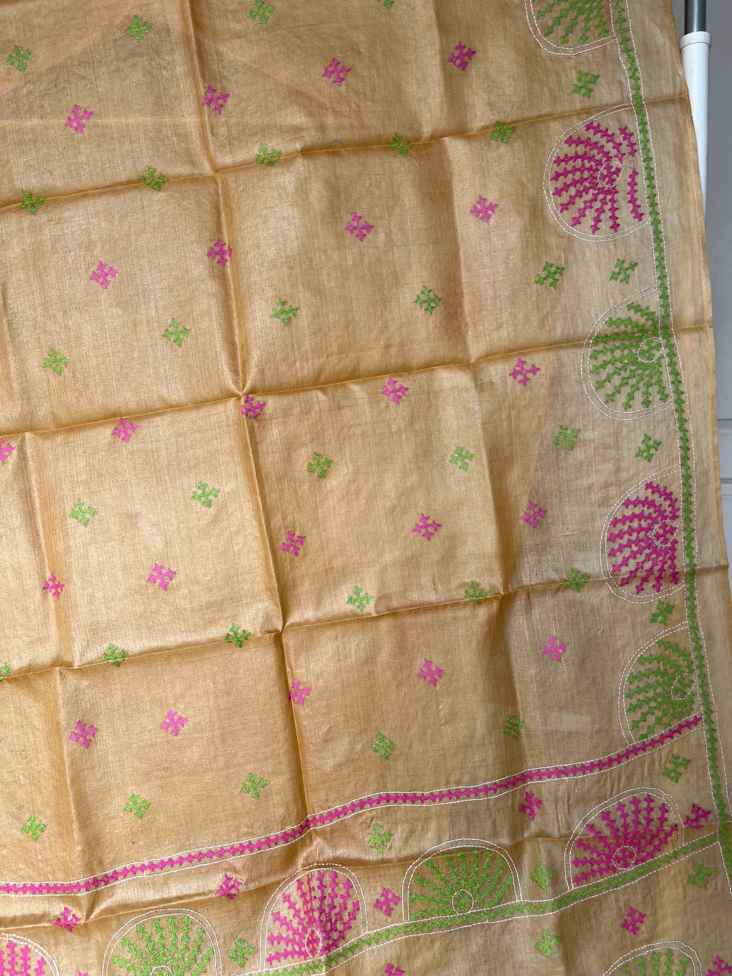 Pure Tusshar Silk Hand Embroidered Dupatta 36"