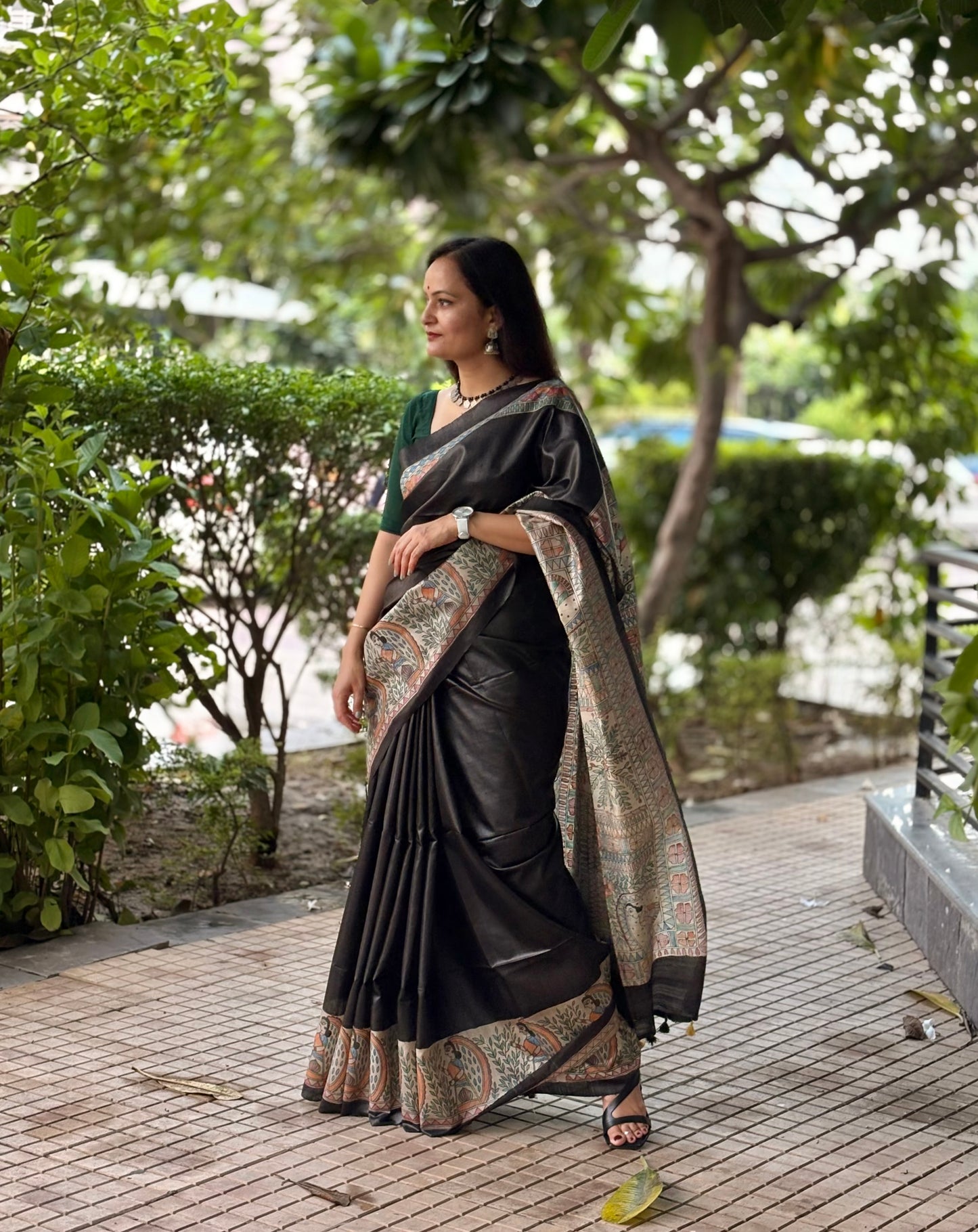 Pure Desi Tussar Silk Handcrafted Madhubani Saree (Silk Marked)