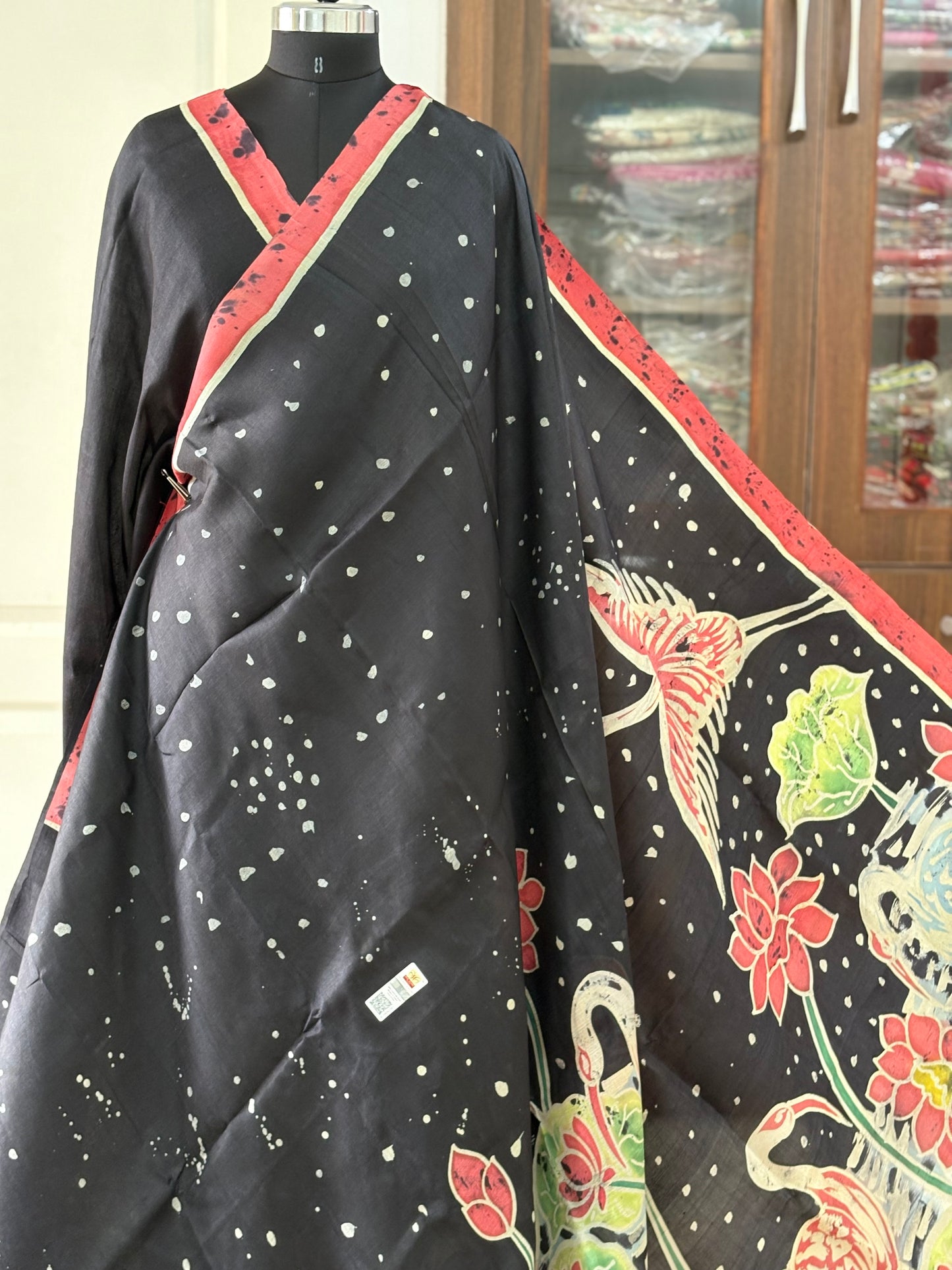 Exclusive Hand painted Pure Bishnupuri Silk Saree (Silk Marked)
