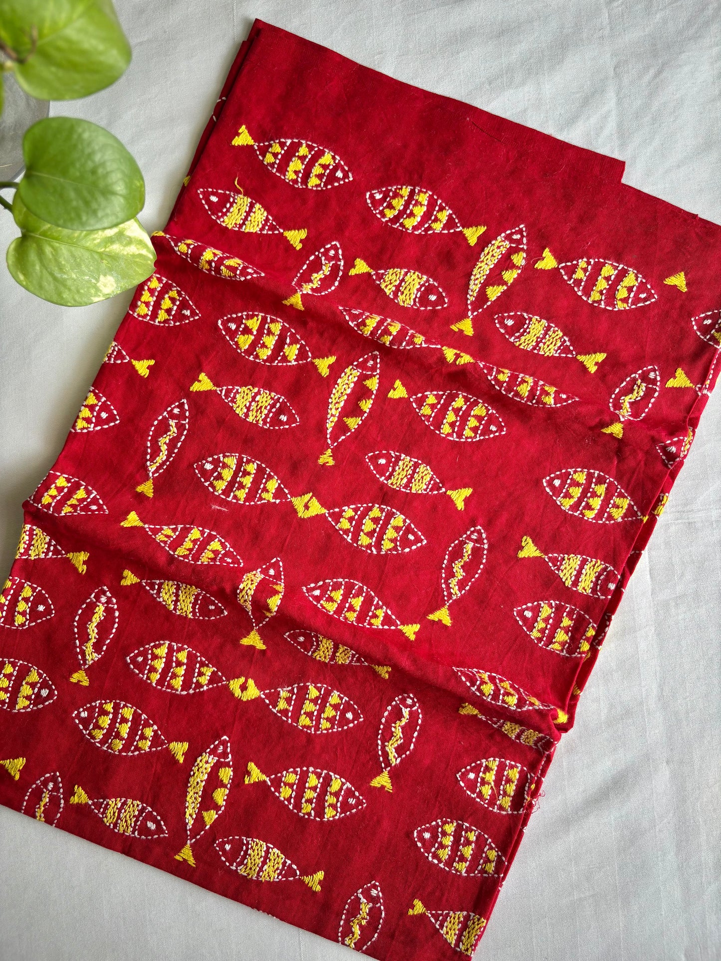 Kantha Stitch Full Embroidered Pure Cotton Blouse Piece Grey