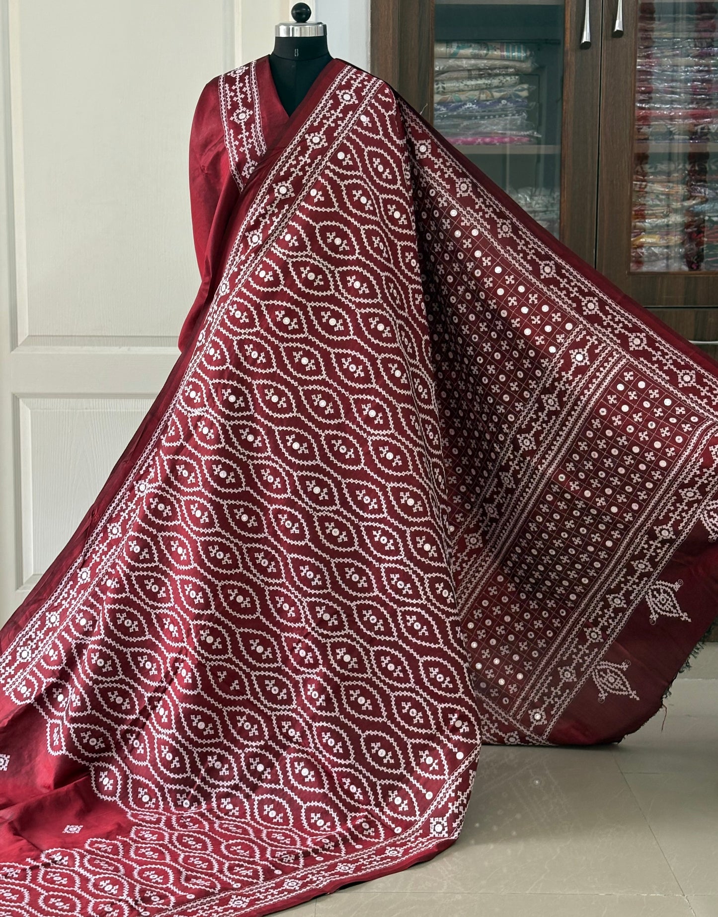 Kutch Hand Embroidered Pure Banglore Silk Saree