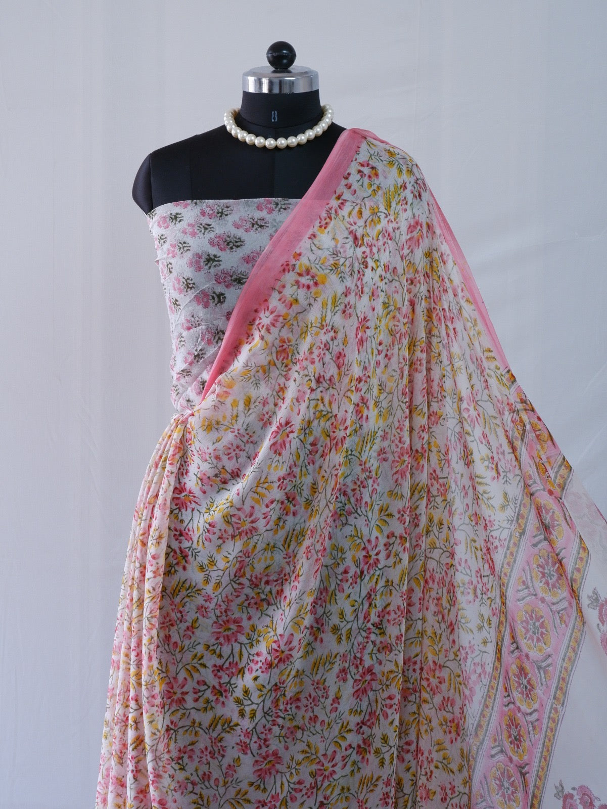 Hand Block Print Saree | Pure Chiffon
