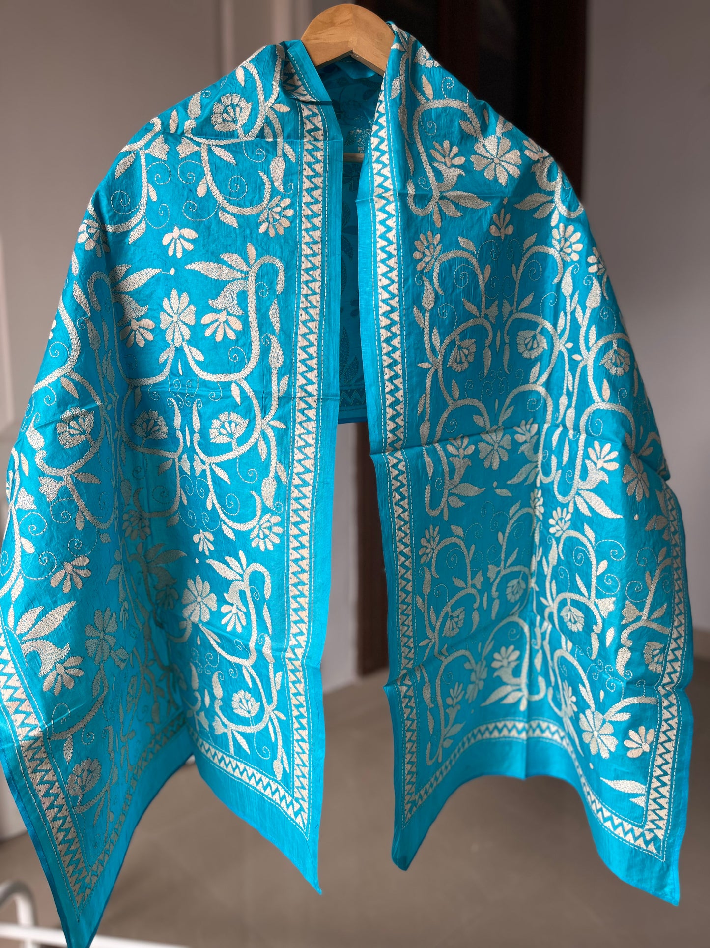 Kantha Pure Silk Stole 22″