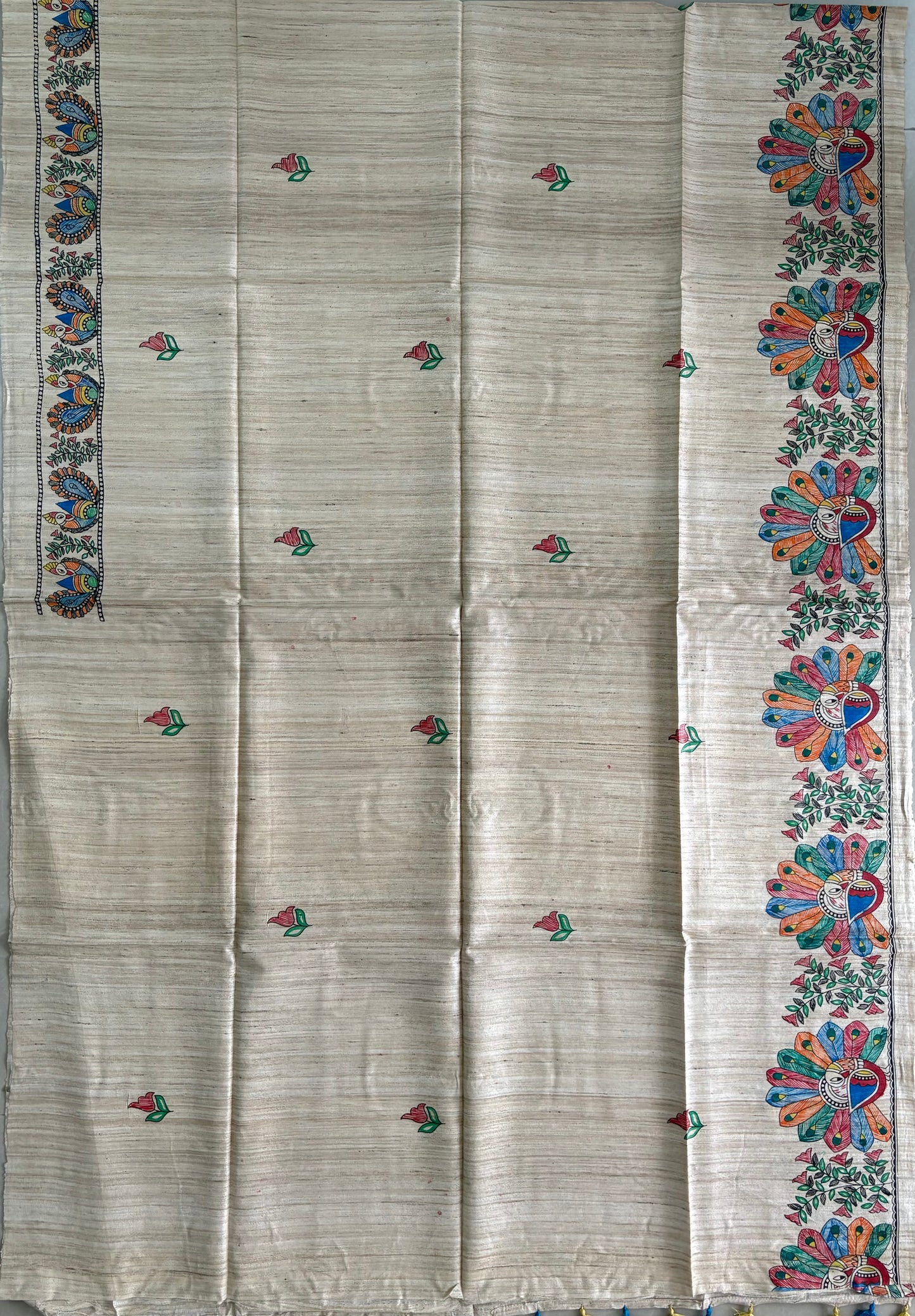 Pure Tussar Ghicha Silk Handcrafted Madhubani Saree (Silk Marked)