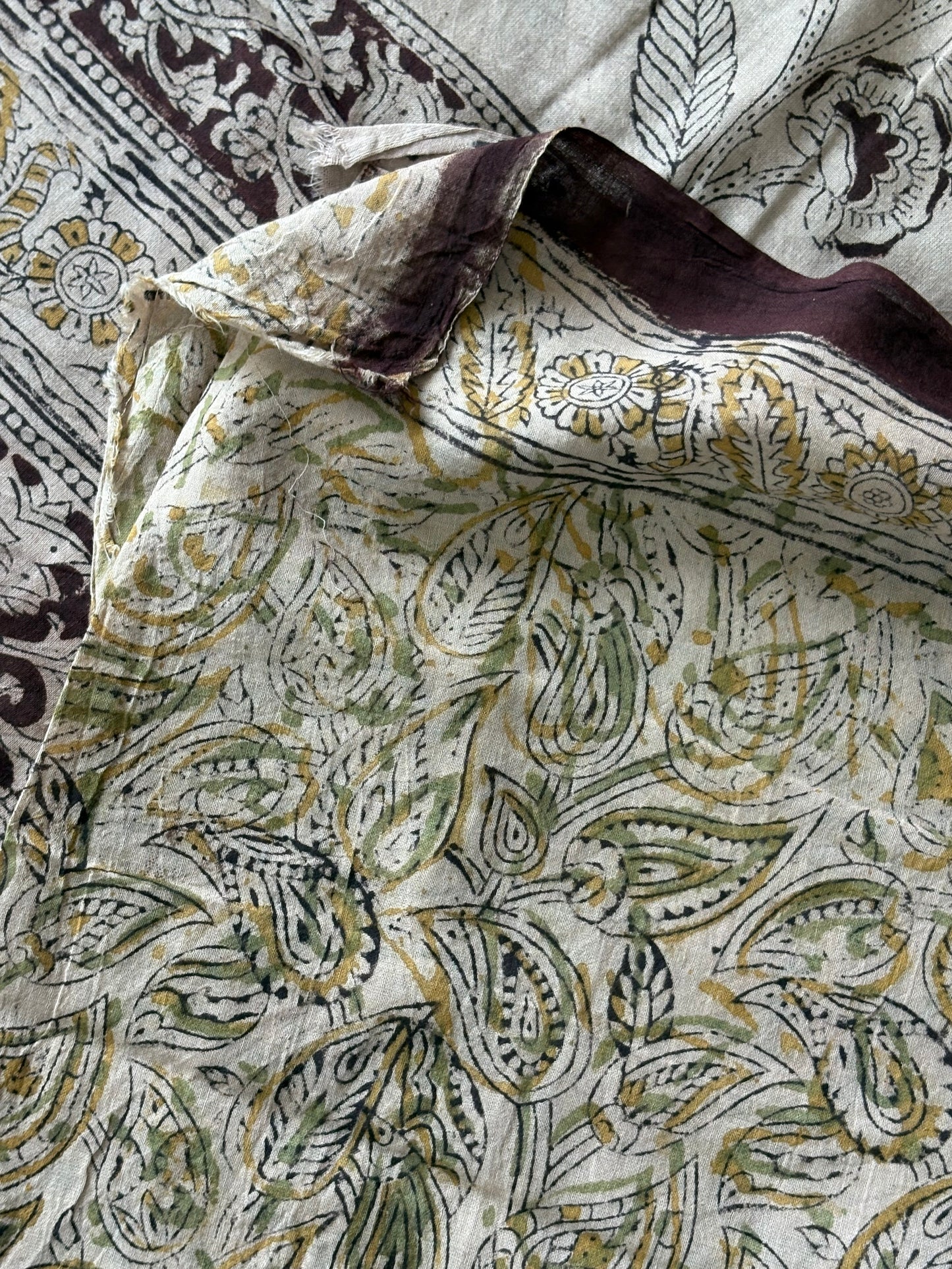 Kalamkari printed malmal cotton Saree with blouse