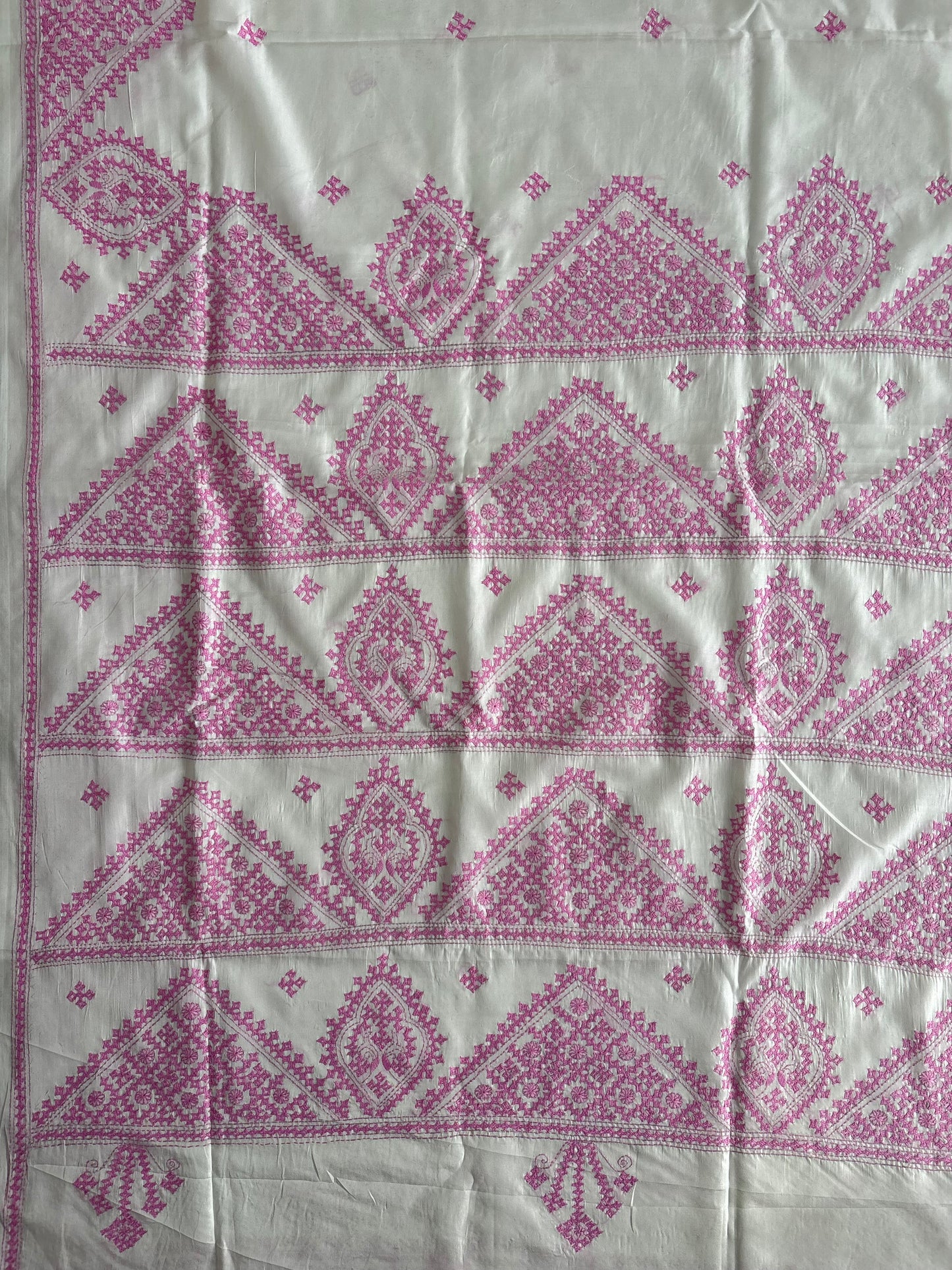 Gujrati Stitch/Kutch Hand Embroidered Art Silk Saree