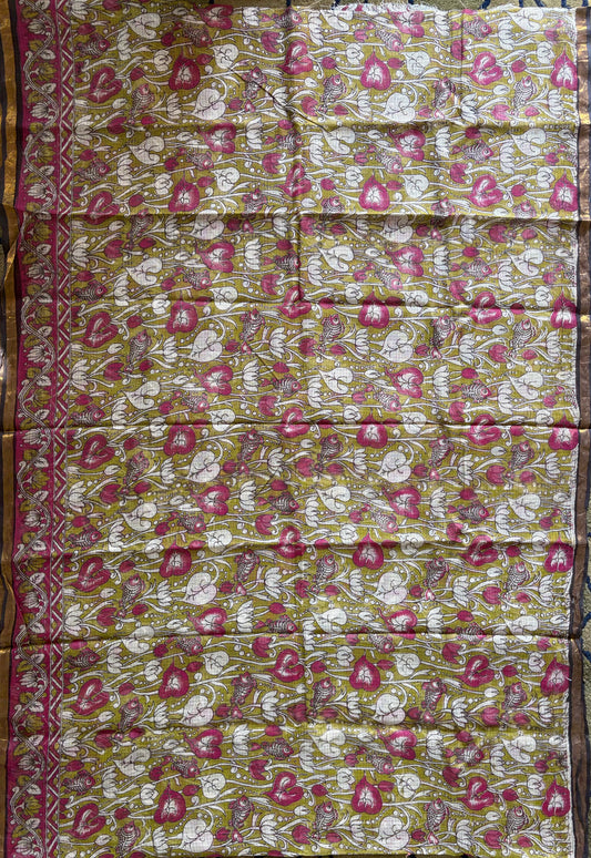 Kalamkari printed Kota doria Saree with blouse