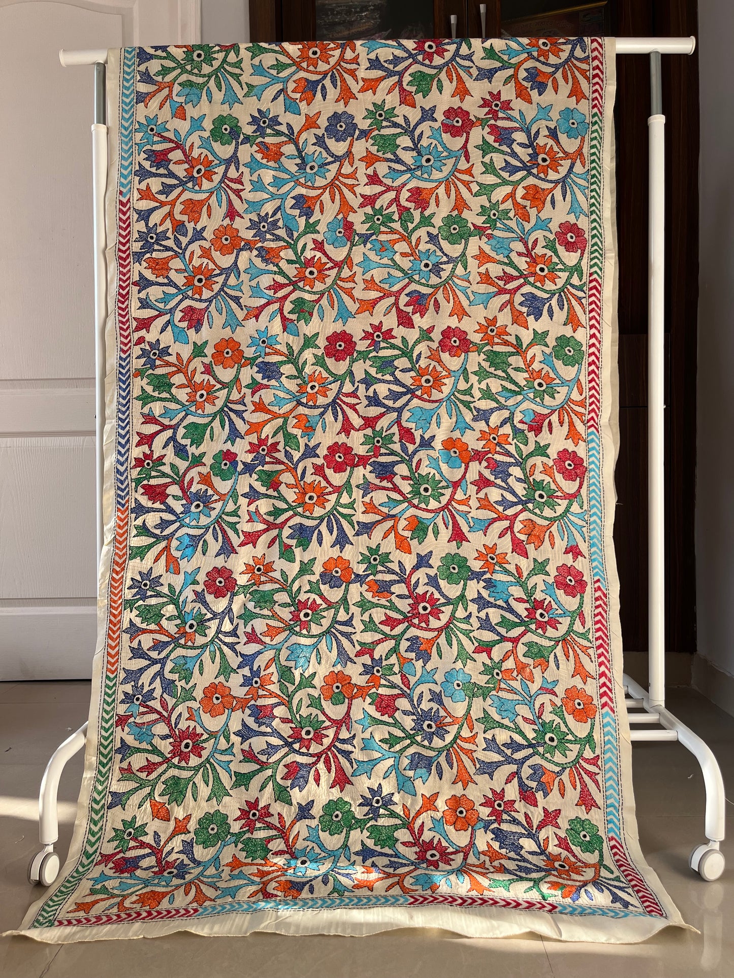 Nakshi Kantha Hand Embroidary Full Work Semi Tusshar Silk Dupatta 36”