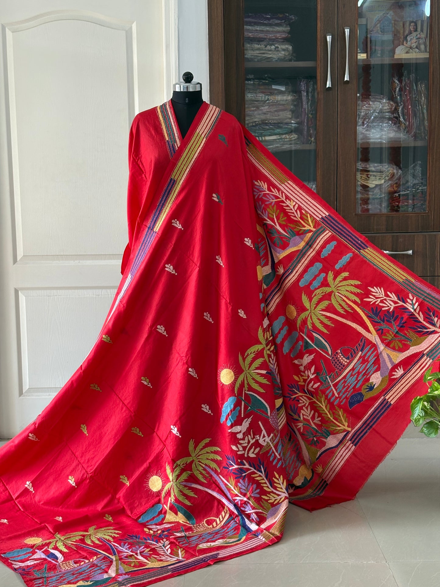 Kantha Stitch Pure Silk Saree