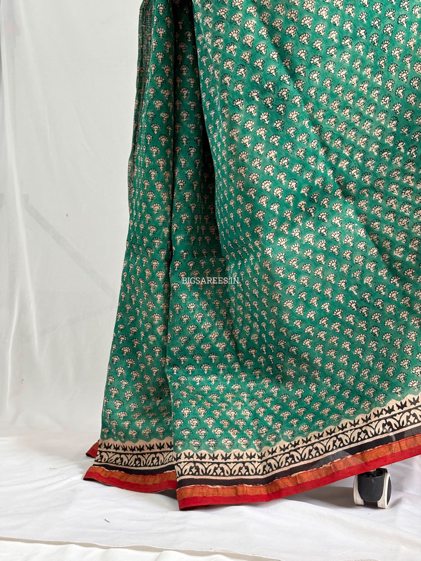 Hand Block Print Saree | Chanderi Silk | Green