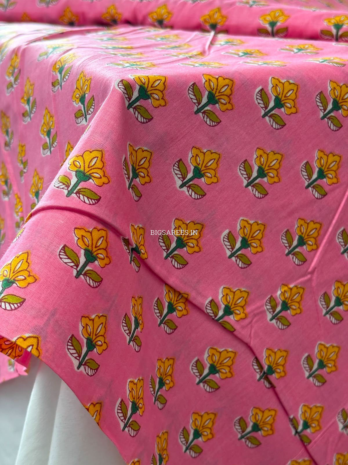 Block Print Design Cotton Fabric | Floral | Pink