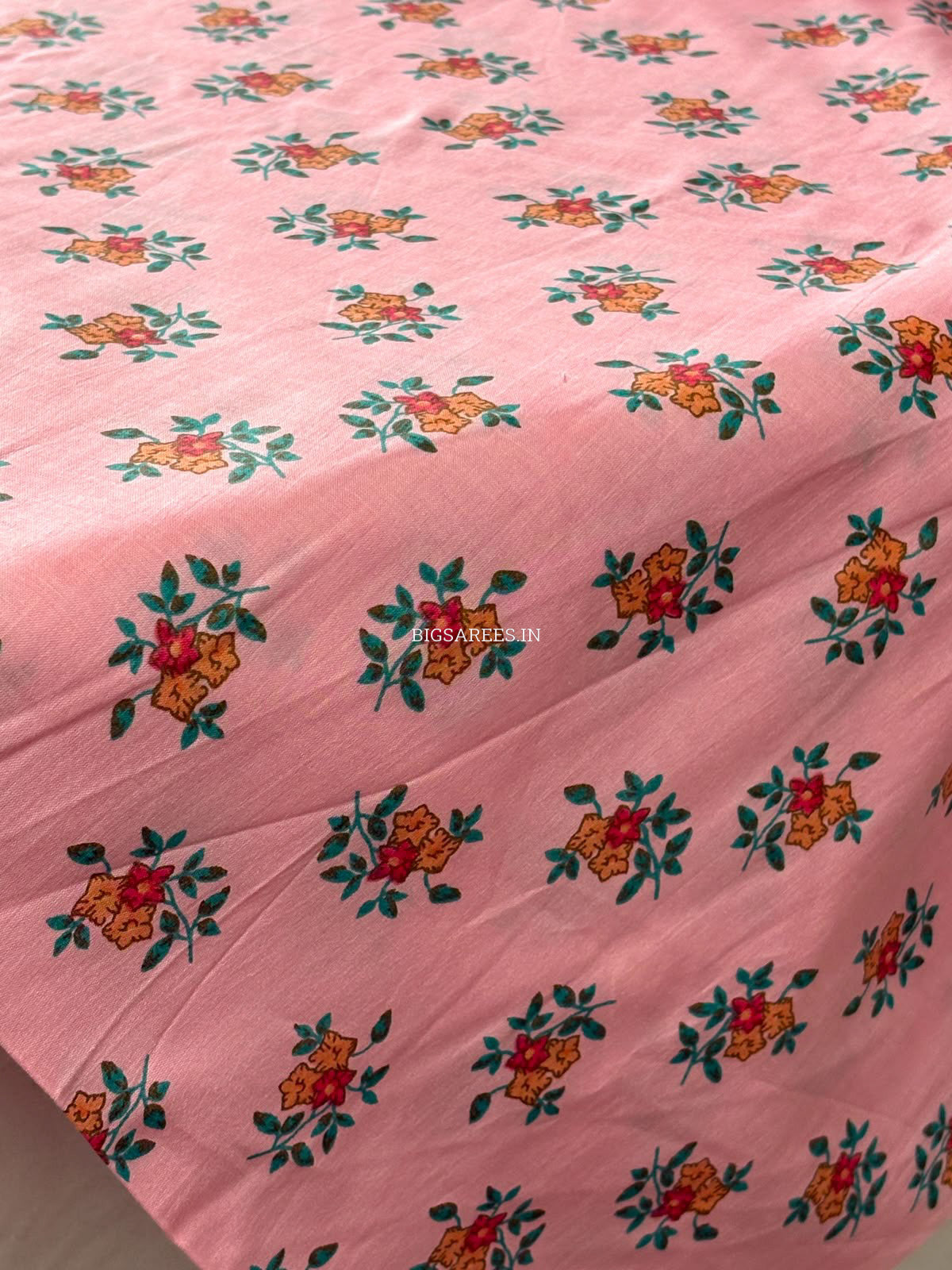 Block Print Design Cotton Fabric | Floral | Pink
