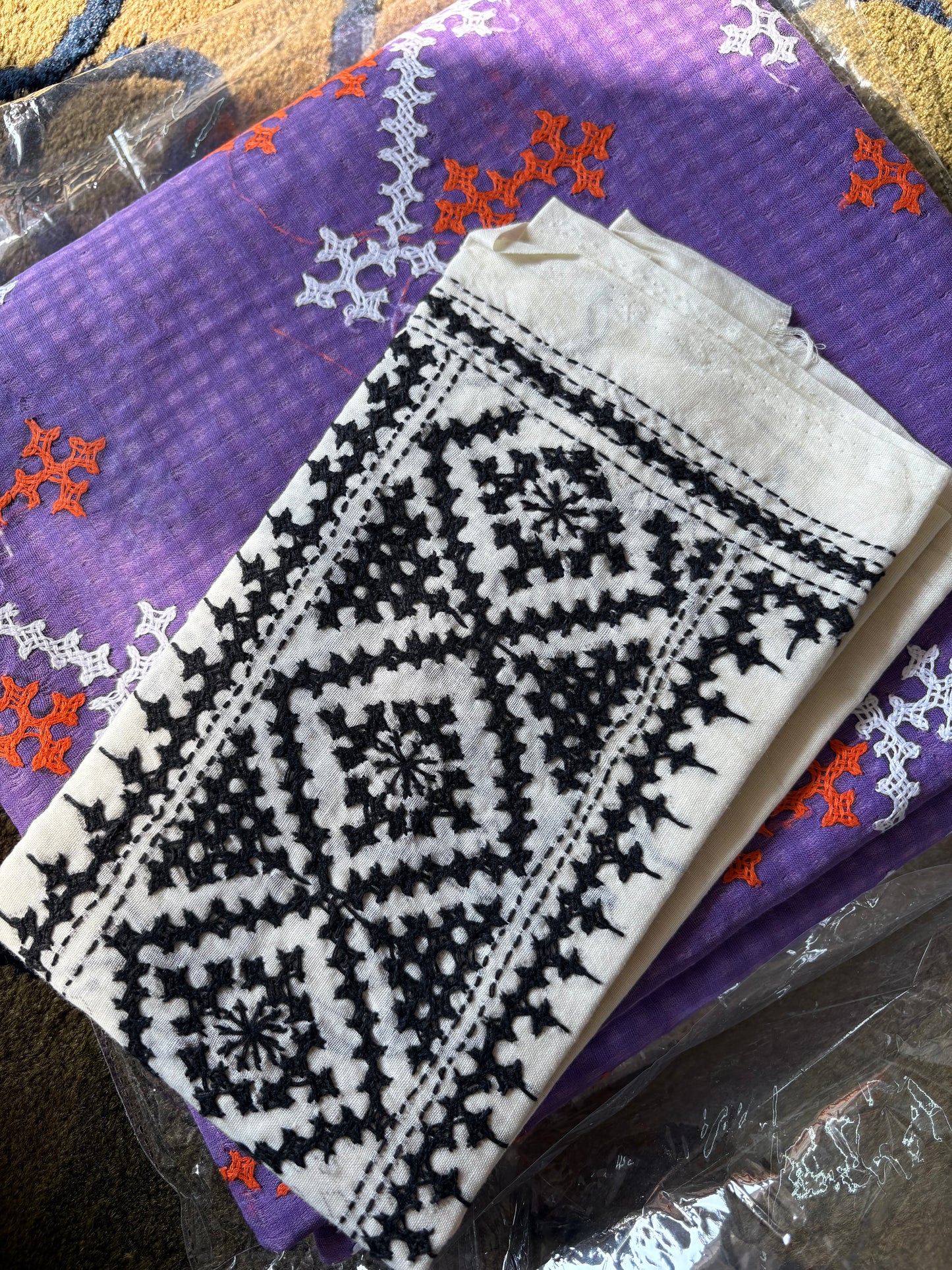 Gujrati Stitch/Kutch Hand Embroidered Kota Cotton Saree