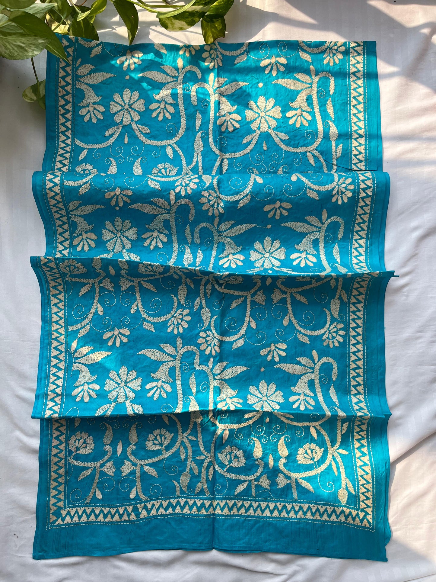 Kantha Pure Silk Stole 22″